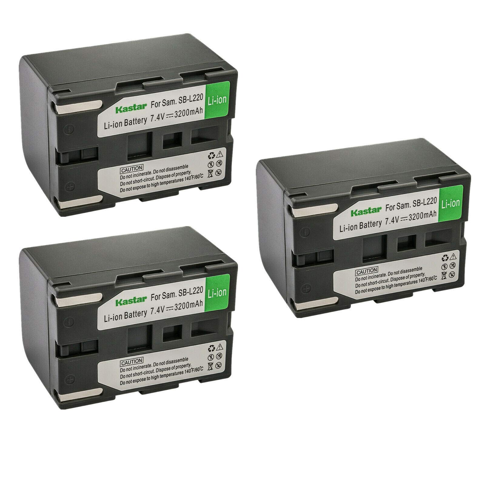 Kastar 3-Pack SB-L220 Replacement Battery for Samsung VP-D5000, VP-D530, VP-D55, VP-D590, VP-D60, VP-D6040, VP-D6050, VP-D63, VP-D65, VP-D69 Camcorders - Long-Lasting Power for Travel & Outdoor Filming