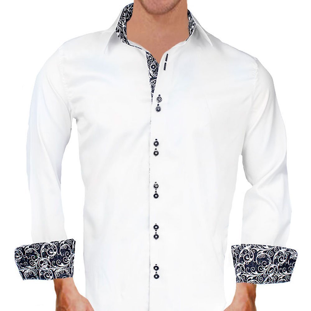 Premium White & Black Contrast Designer Dress Shirts for Men | Made in USA | Perfect for Business Meetings, Weddings & Formal Events