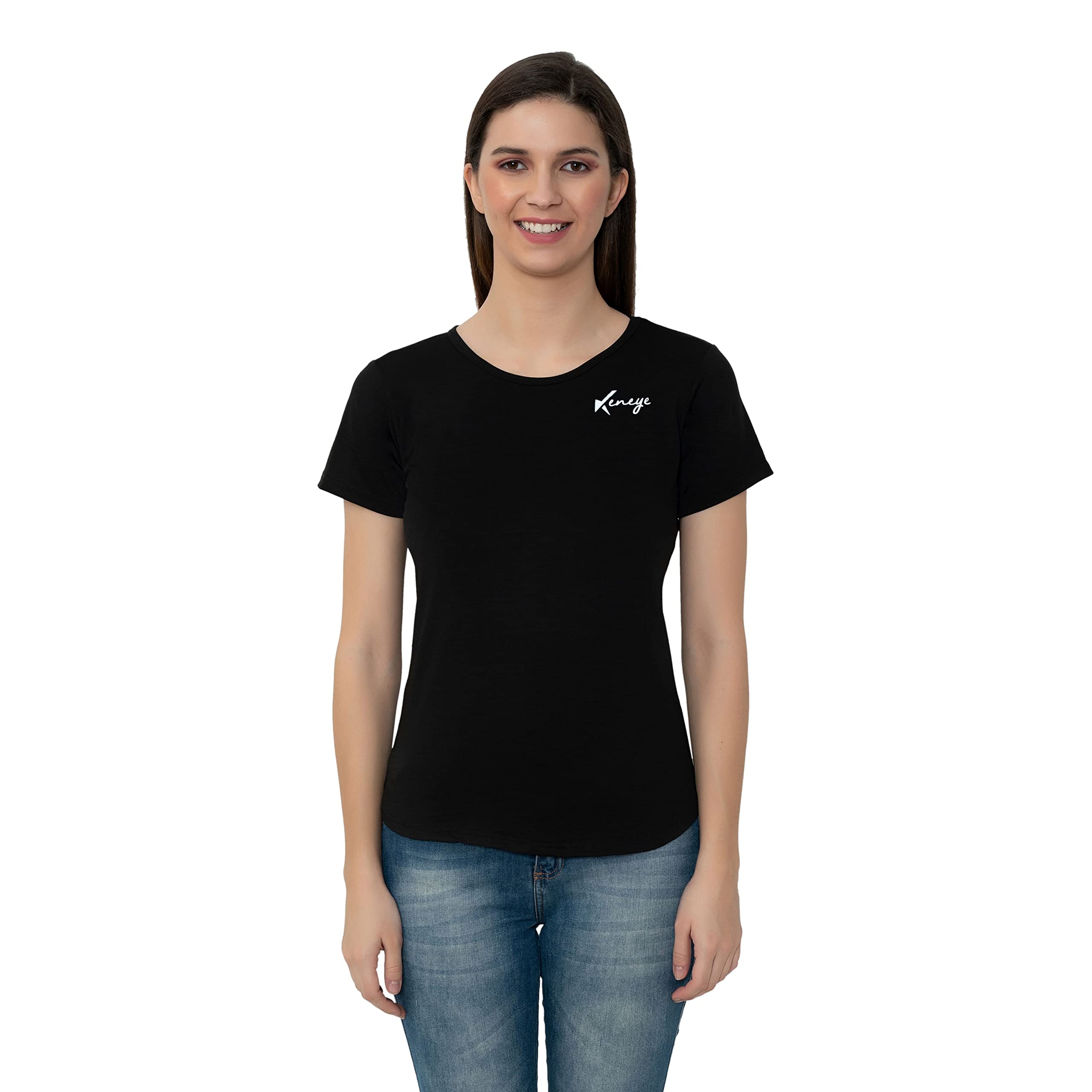 Keneye® Women's Quick-Dry Crush Lycra Workout T-Shirts - Breathable Gym & Running Tops, Half Sleeve Dry Fit Tees for Fitness & Active Lifestyle | Yoga, Jogging, Cross Training & Casual Wear