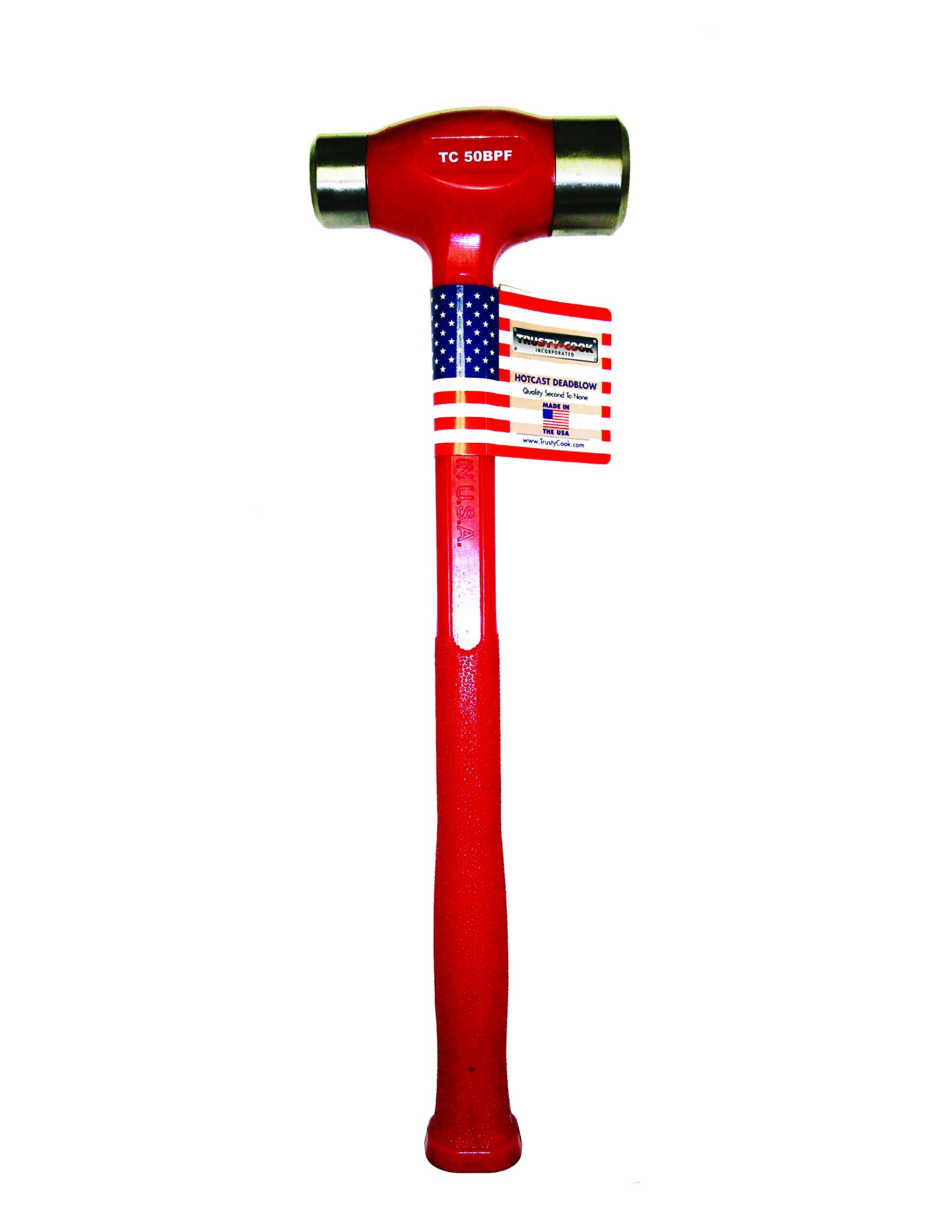 50oz Flat-Face Ball Peen Dead Blow Hammer - Professional Non-Marring Mallet for Auto Body Work, Metalworking & Woodworking Projects