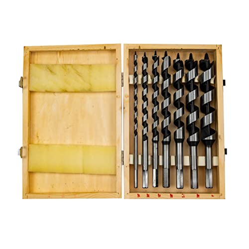 Mazmer Wood Drill Bit Set - 10-Piece Auger & Spade Drill Bits for Woodworking, Long Inch Bits with Bore Brace Hand Drill - Ideal for DIY Furniture Making, Cabinet Installation & Home Renovation Projects
