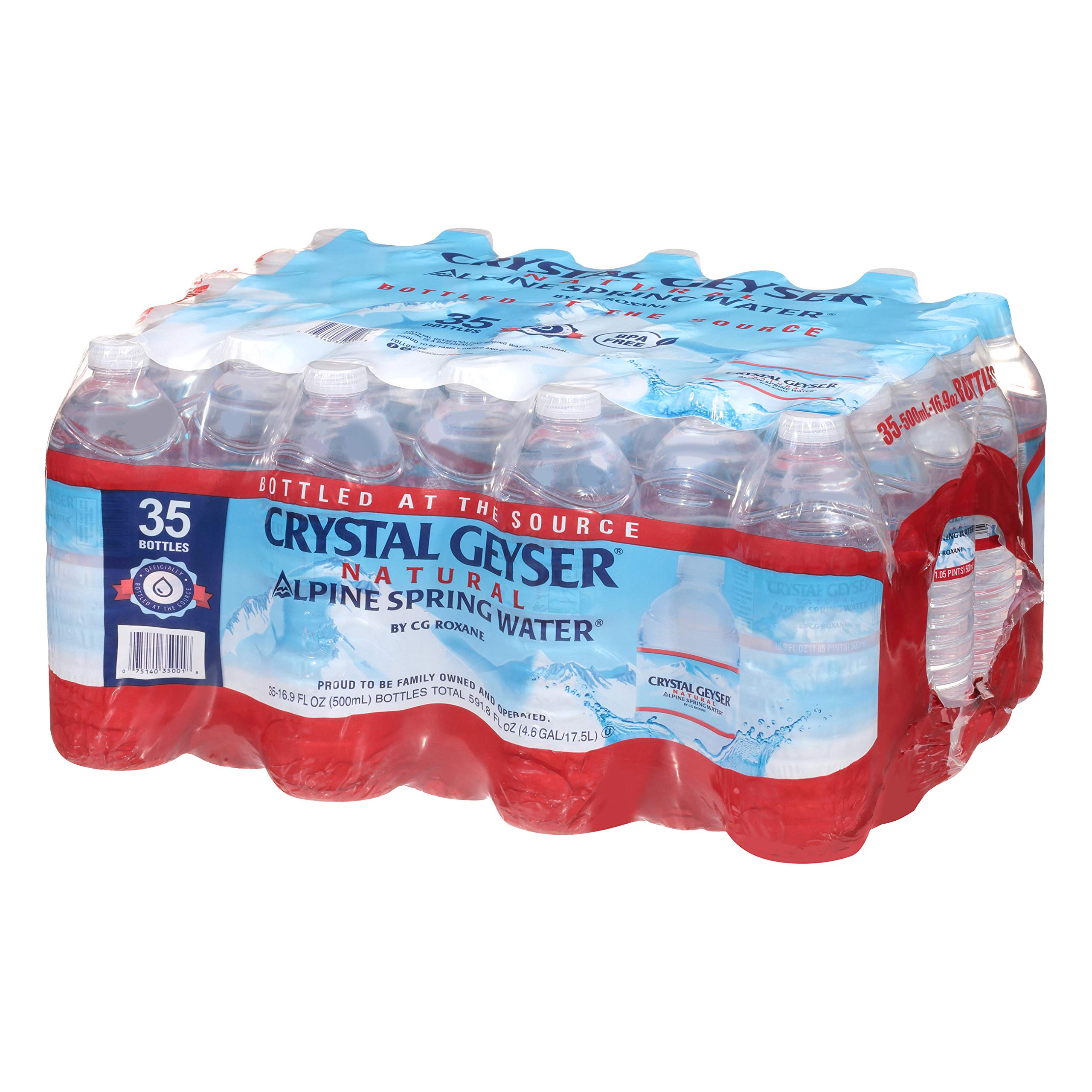 Alpine Spring Water - 16.9 Fl Oz (Pack of 35) | Natural Source Bottled Water | Perfect for Hydration, Camping & Emergency Preparedness