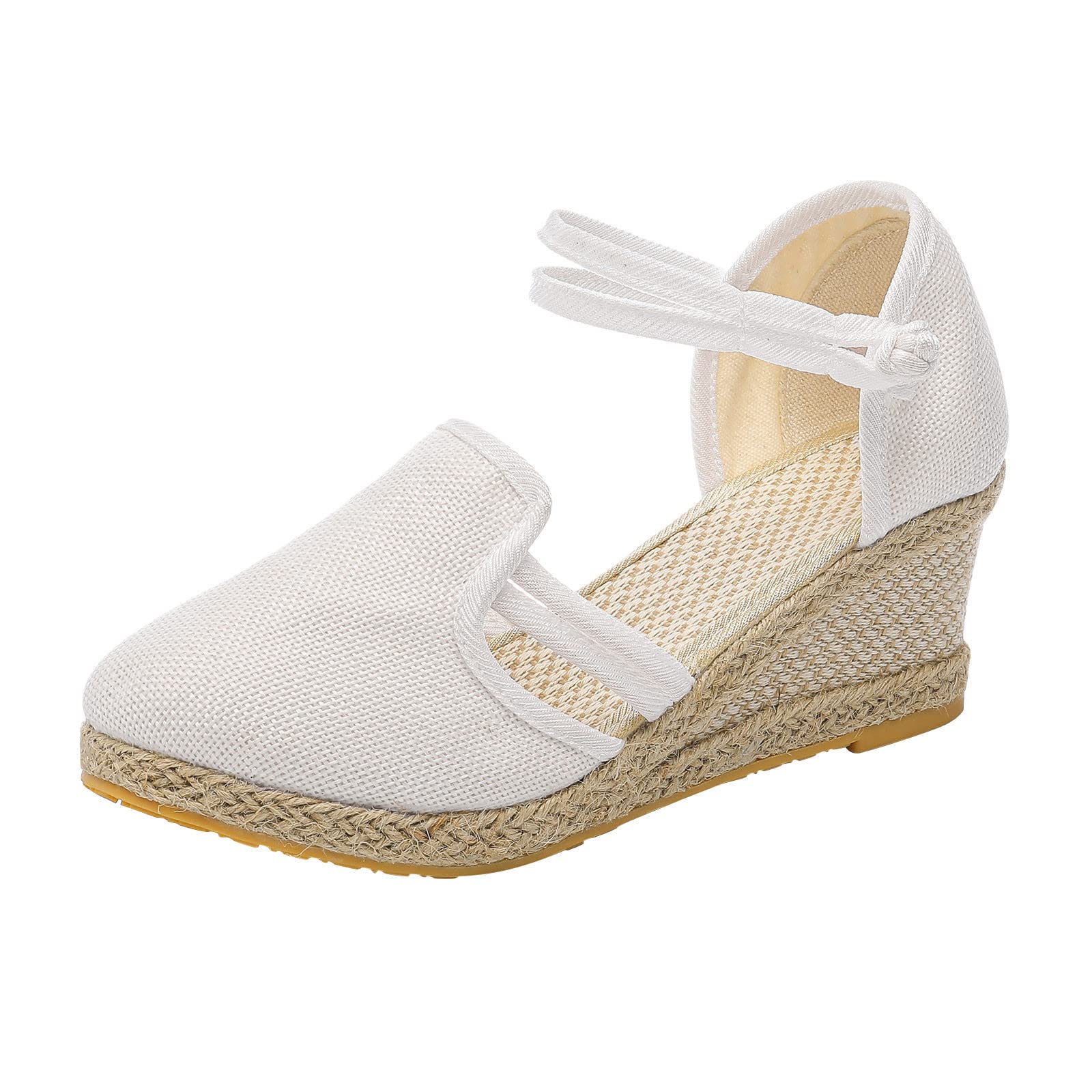 Women's Summer Platform Wedge Sandals - Breathable Linen Braided Buckle Sandals for Women | Fashionable & Versatile for Beach, Vacation, and Casual Outings