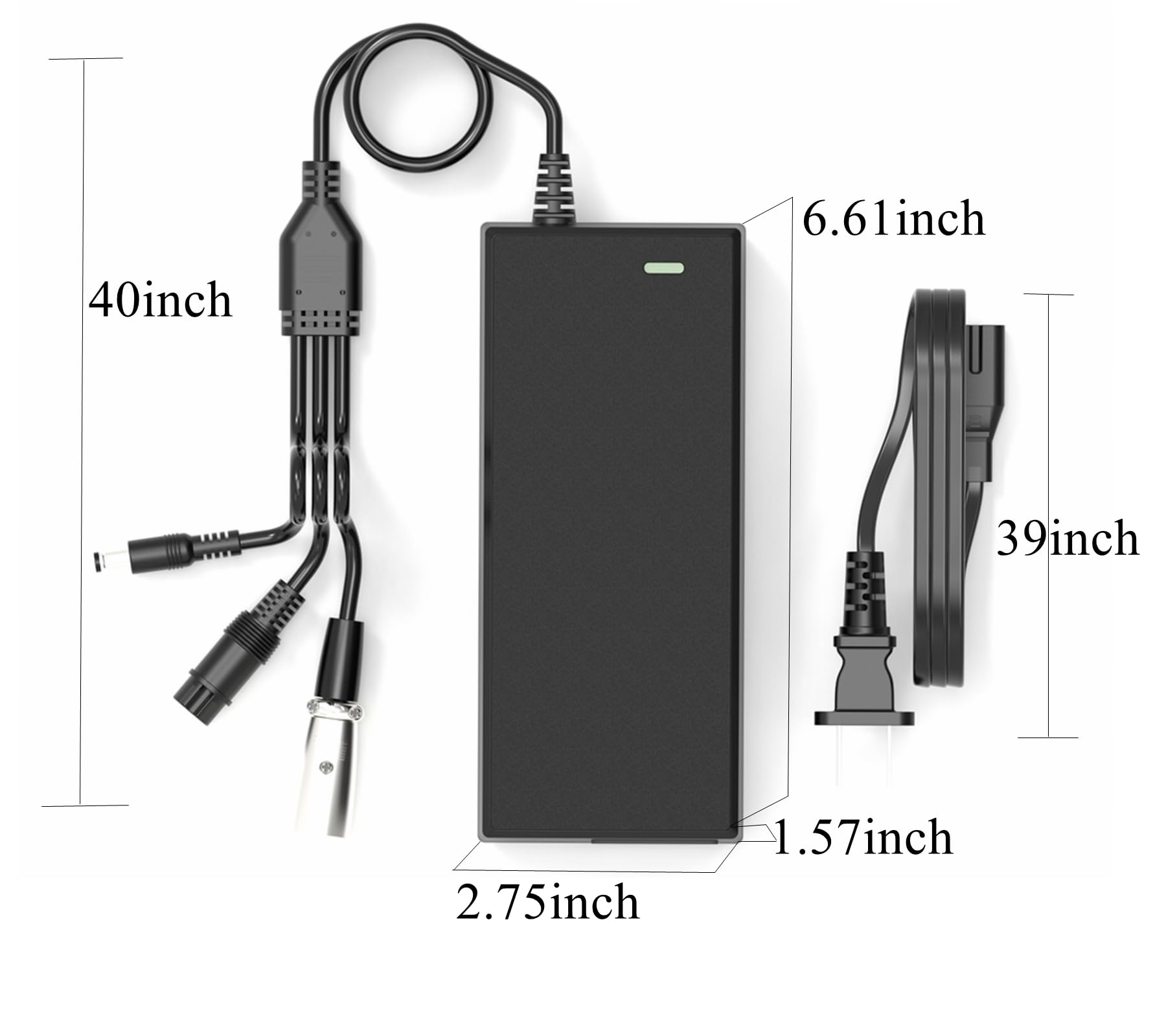 54.6V 2A Electric Bike Charger with 3 Plugs - Compatible with 48V Ebike & Scooter Batteries (DC5.5*2.5, 3-Pin, 12mm 3-Prong) - Replacement Charger for F1/F2 Models - Perfect for Commuting & Outdoor Adventures