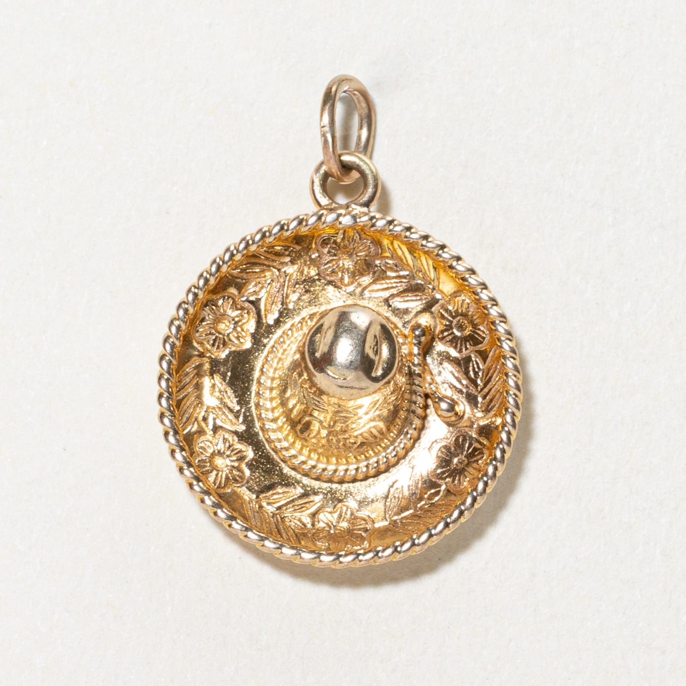 14K Yellow Gold Sombrero Charm Pendant - Mexican Hat Jewelry for Necklace, Bracelet & DIY Craft - Perfect for Cinco de Mayo, Fiesta & Hispanic Heritage Celebrations