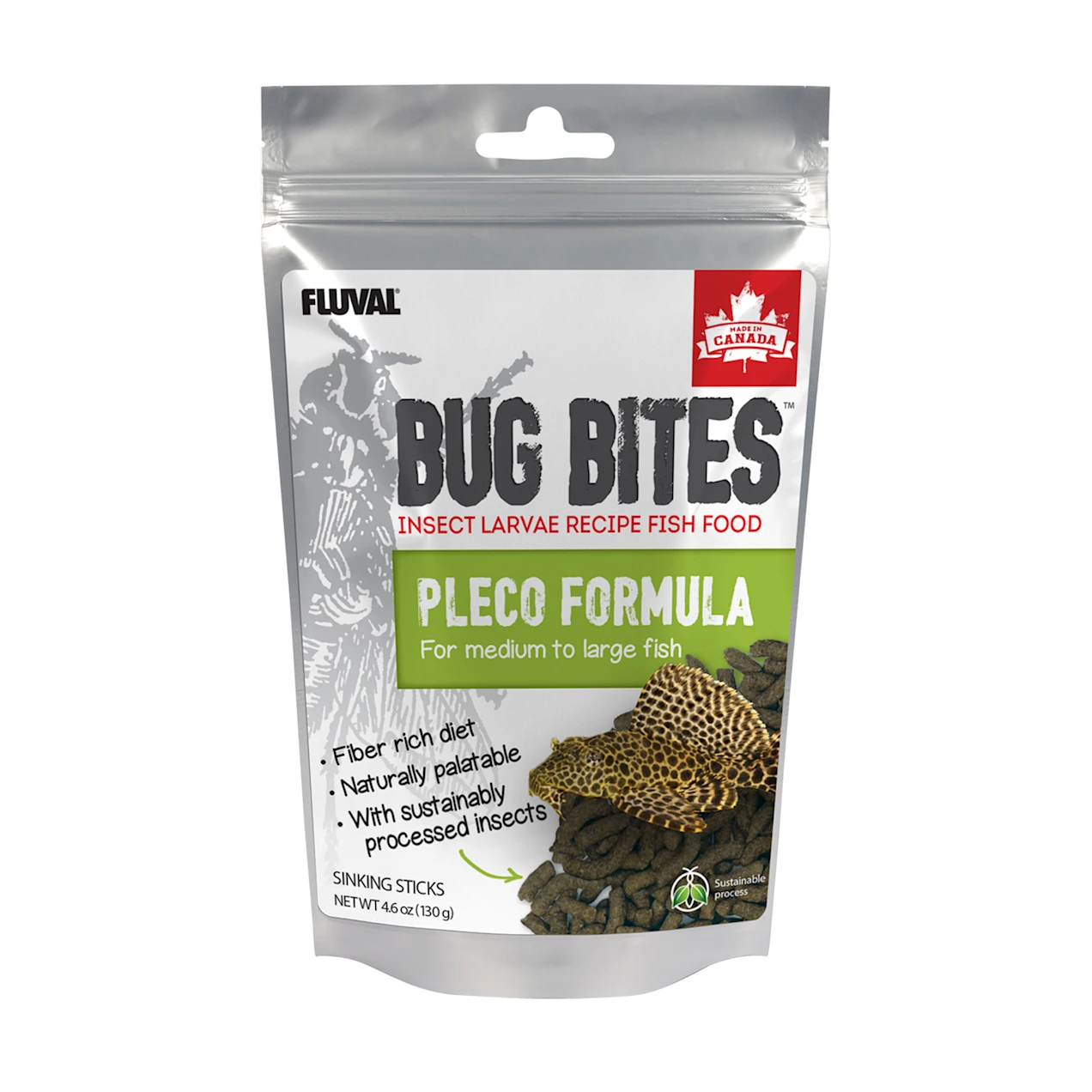 Fluval Bug Bites Pleco Formula Sinking Sticks - High Protein Fish Food for Bottom Feeders, Algae Eaters & Tropical Fish - Perfect for Aquariums & Fish Tanks