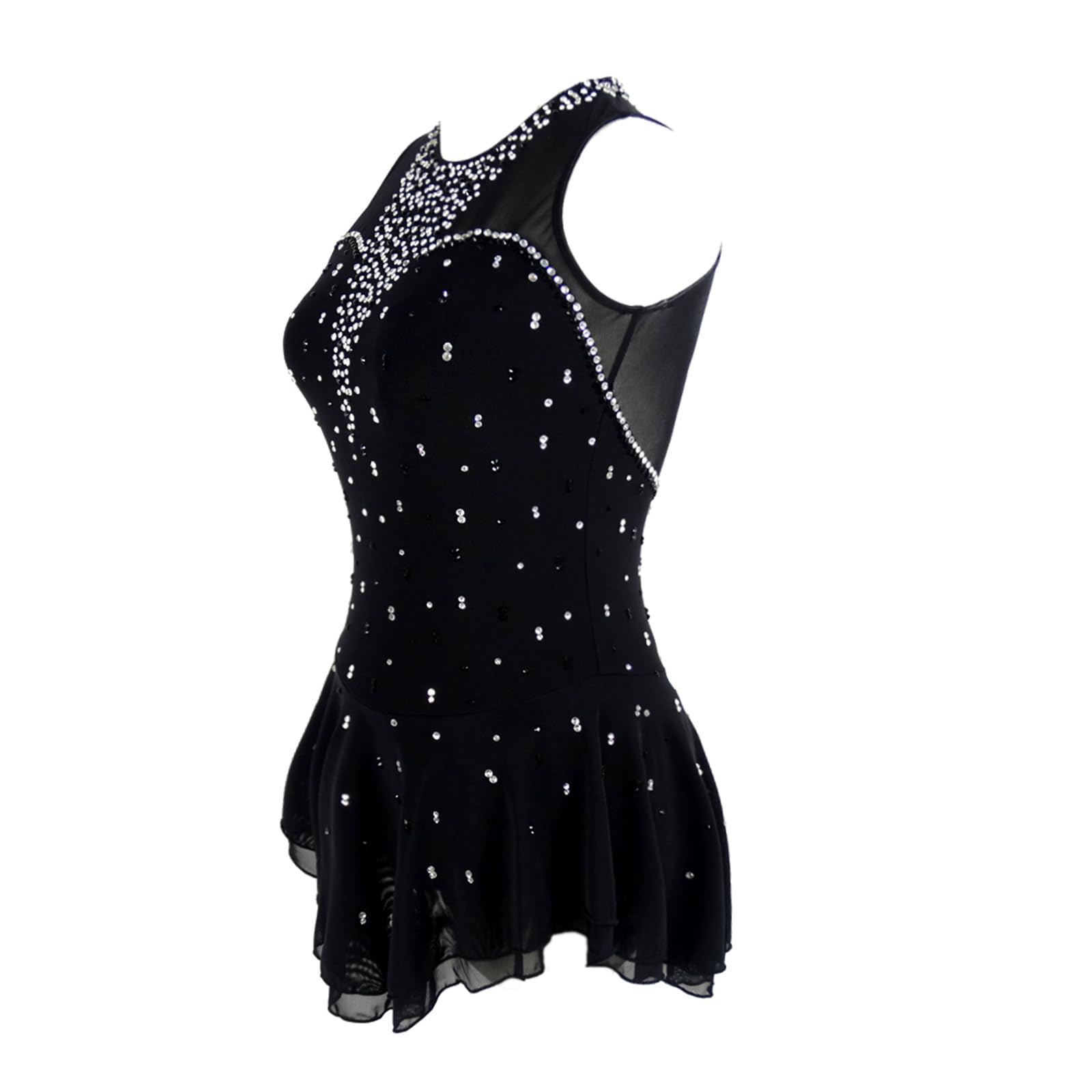 Girls Red Spandex Ice Skating Dress with Rhinestones - Sleeveless Figure Skating Costume for Women & Teens - Perfect for Competitions, Performances & Ice Shows