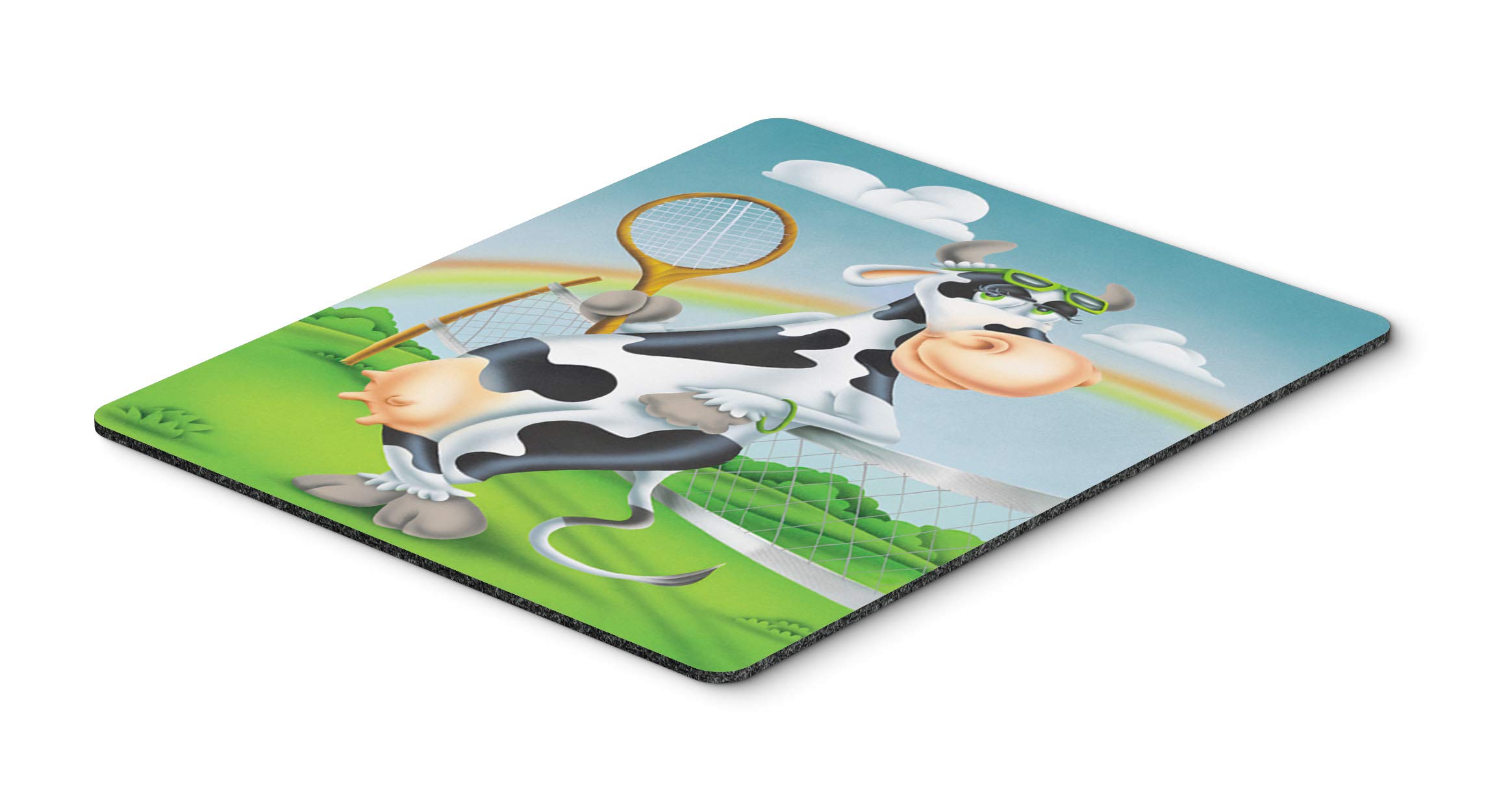 Caroline's Treasures APH0533MP Cow Playing Tennis Mouse Pad - Large Washable Non-Slip Desk Mat for Home Office, Gaming & Computer Work | Perfect for Laptops, Hot Pads & Trivets | Cute Kitchen Decor & Fun Workspace Accessory