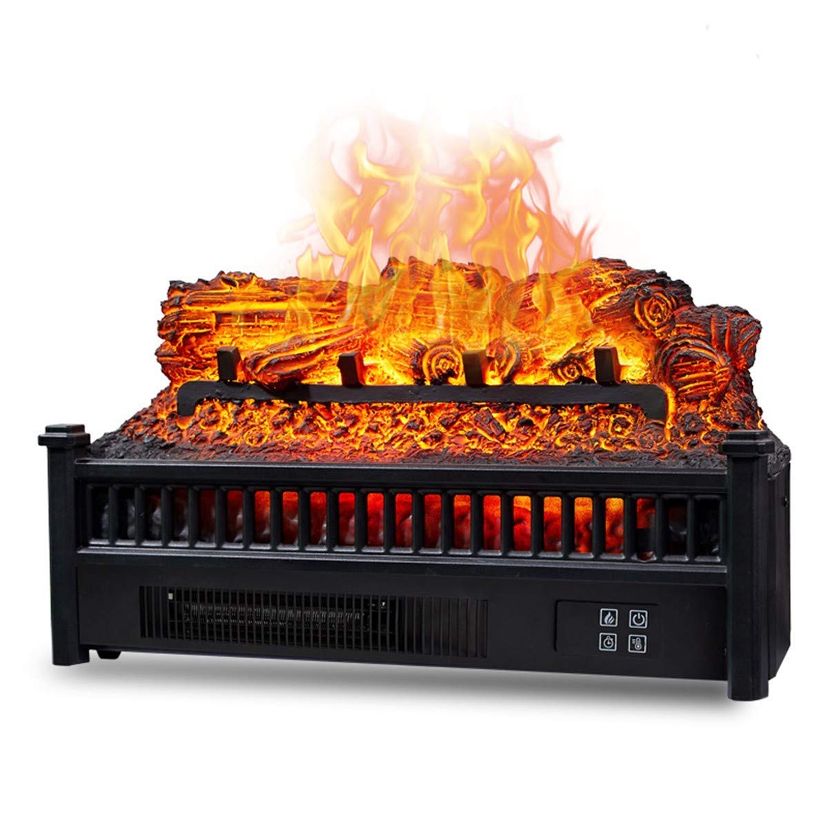 Electric Fireplace Heater with Remote Control & Mantel Surround - Freestanding Stove for Living Room, Bedroom & Office - Realistic Flame Effect & Adjustable Heat Settings