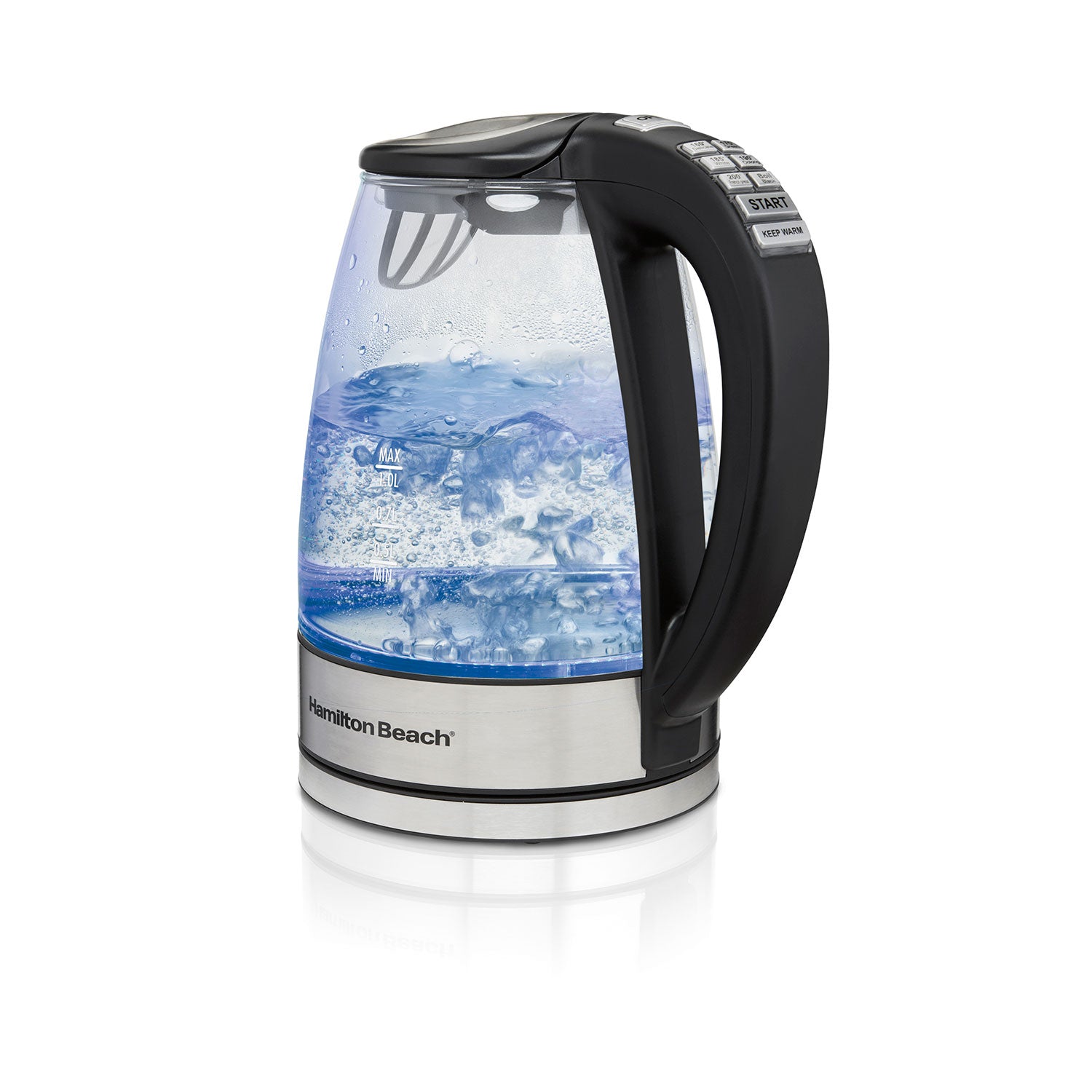 Hamilton Beach 40941C Glass Cordless Electric Kettle - 6 Programmable Temperature Settings, Fast Boiling, Auto Shut-Off & Boil-Dry Protection - Perfect for Tea, Coffee & Instant Meals in Home or Office