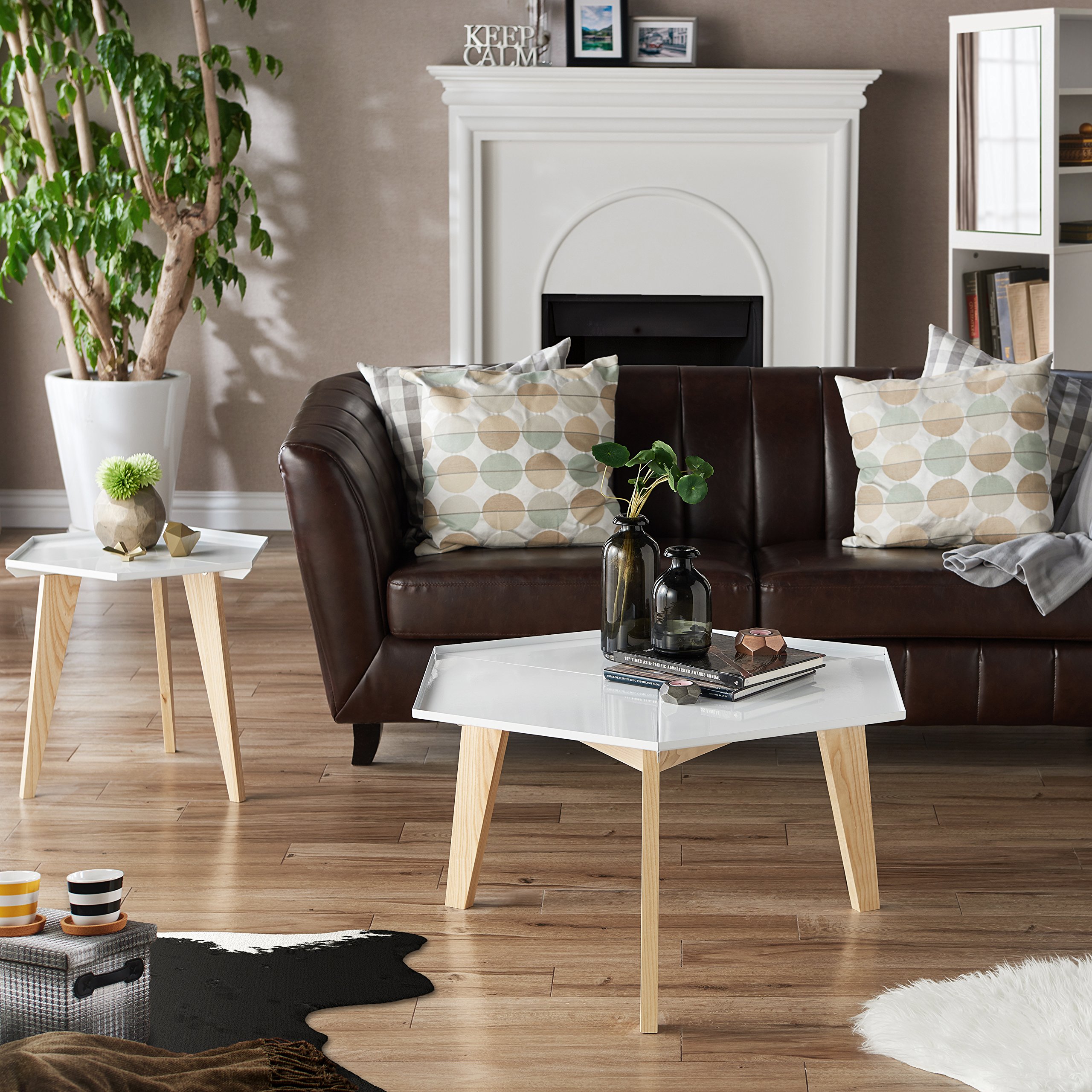 Modern White Adom Coffee Table for Living Room - 24/7 Shop at Home - Perfect for Family Gatherings & Relaxing with Coffee