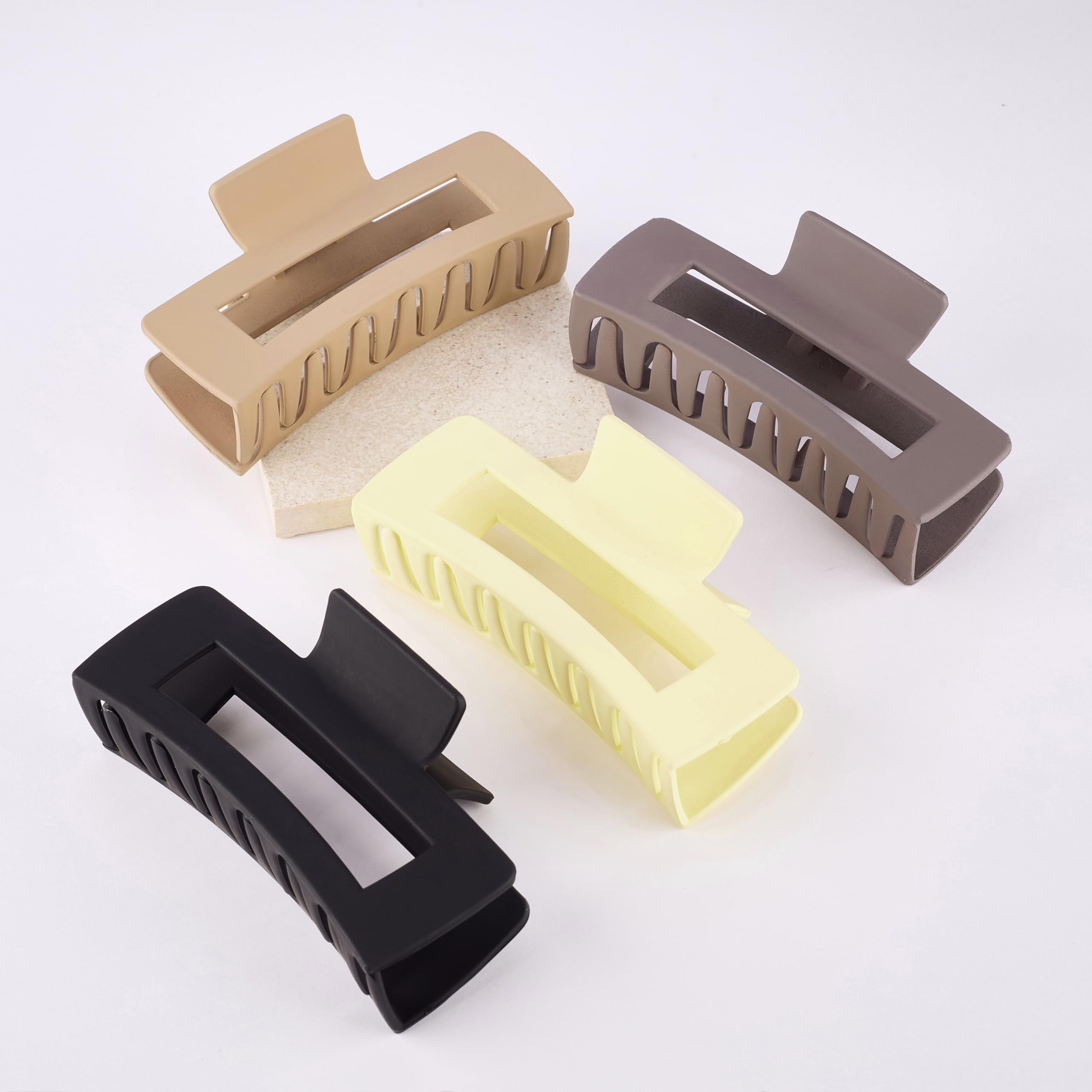 Zollyss 4-Pack Matte Acrylic Hair Claw Clips for Women & Girls - Fashion Hair Accessories in Multicolor | Perfect for Ponytails, Buns & Everyday Styling