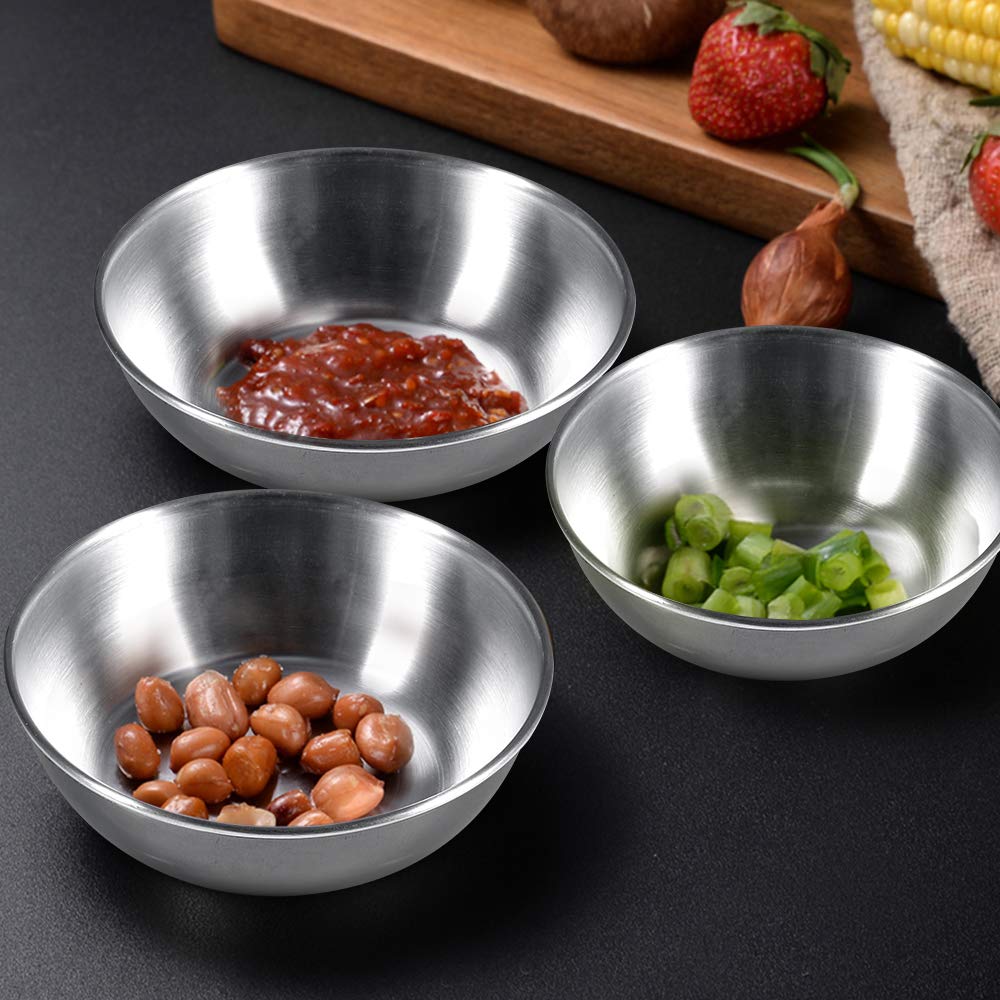 8-Pack 3.2 Inch Stainless Steel Mini Sauce Dishes - Round Individual Saucers for Sushi Dipping, Seasoning, Appetizers - Perfect for Restaurants, Home Kitchens & Party Serving (Silver)