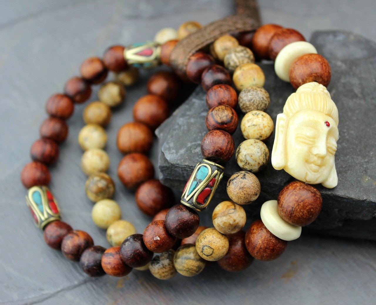 Harmony and Strength Wrist Mala Stack - Yoga Meditation Beaded Bracelet for Women - Perfect for Mindfulness Practice, Spiritual Healing & Daily Wear