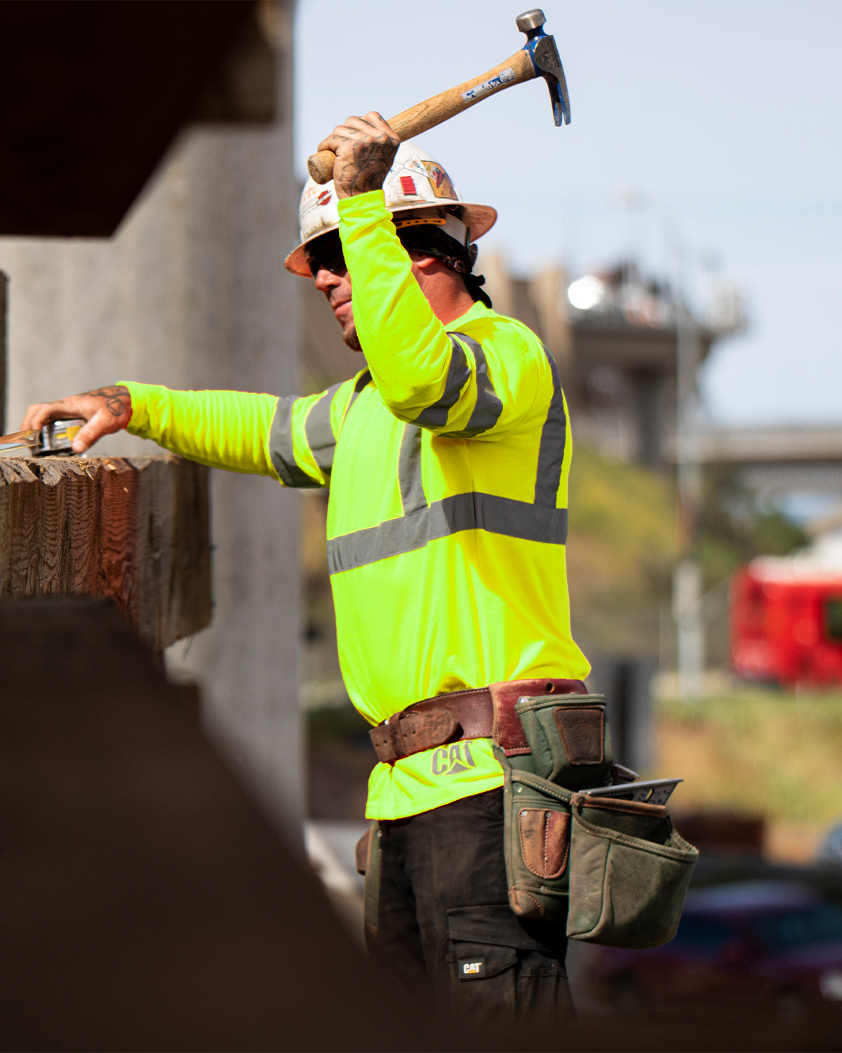 High Visibility Class III Men's Long Sleeve T-Shirt - ANSI Certified Safety Workwear for Construction & Night Road Workers