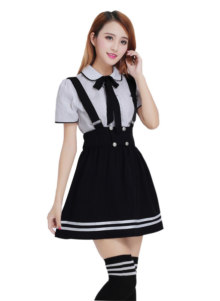 Japanese High School Uniform Sailor Pleated Skirt Outfit for Women - Cute Anime Cosplay, Halloween Costume & Themed Party Outfit