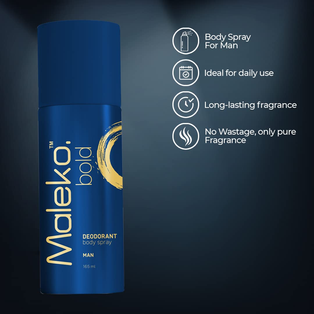 Maleko Poetry + Bold Deodorant for Men & Women - 2 Pack (165ml Each) | Long-Lasting Odor Protection for Gym, Work & Daily Use