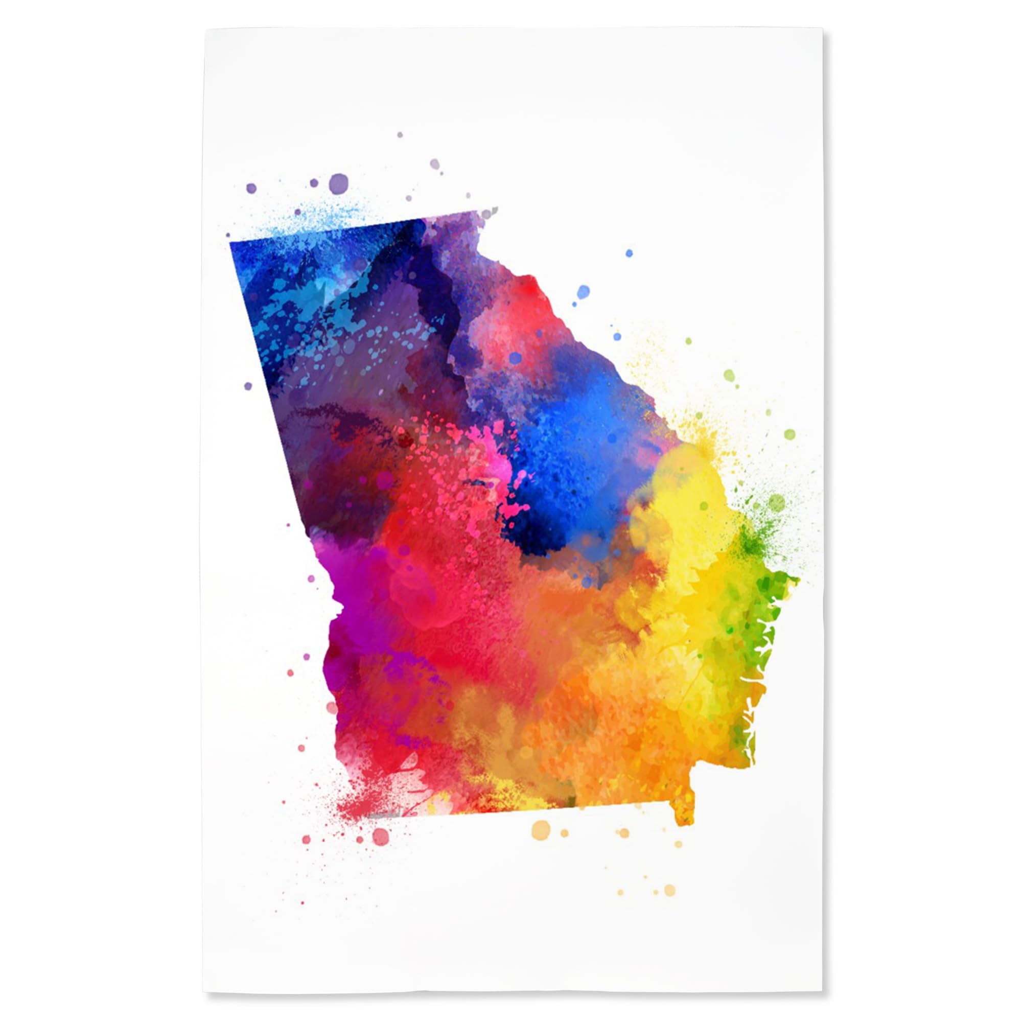 Lantern Press 16x24 Inch Georgia State Abstract Watercolor Art Print - Premium Giclee Wall Decor for Living Room, Bedroom & Office