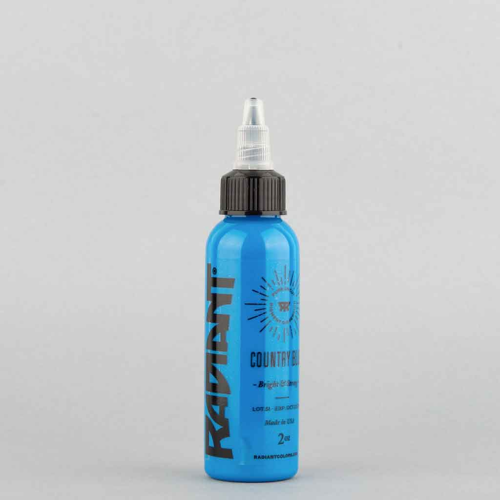 Premium Country Blue Radiant Tattoo Ink - 1 oz Bottle for Professional Tattoo Artists | Vibrant, Long-Lasting Pigment | Ideal for Sleeves, Body Art & Permanent Makeup
