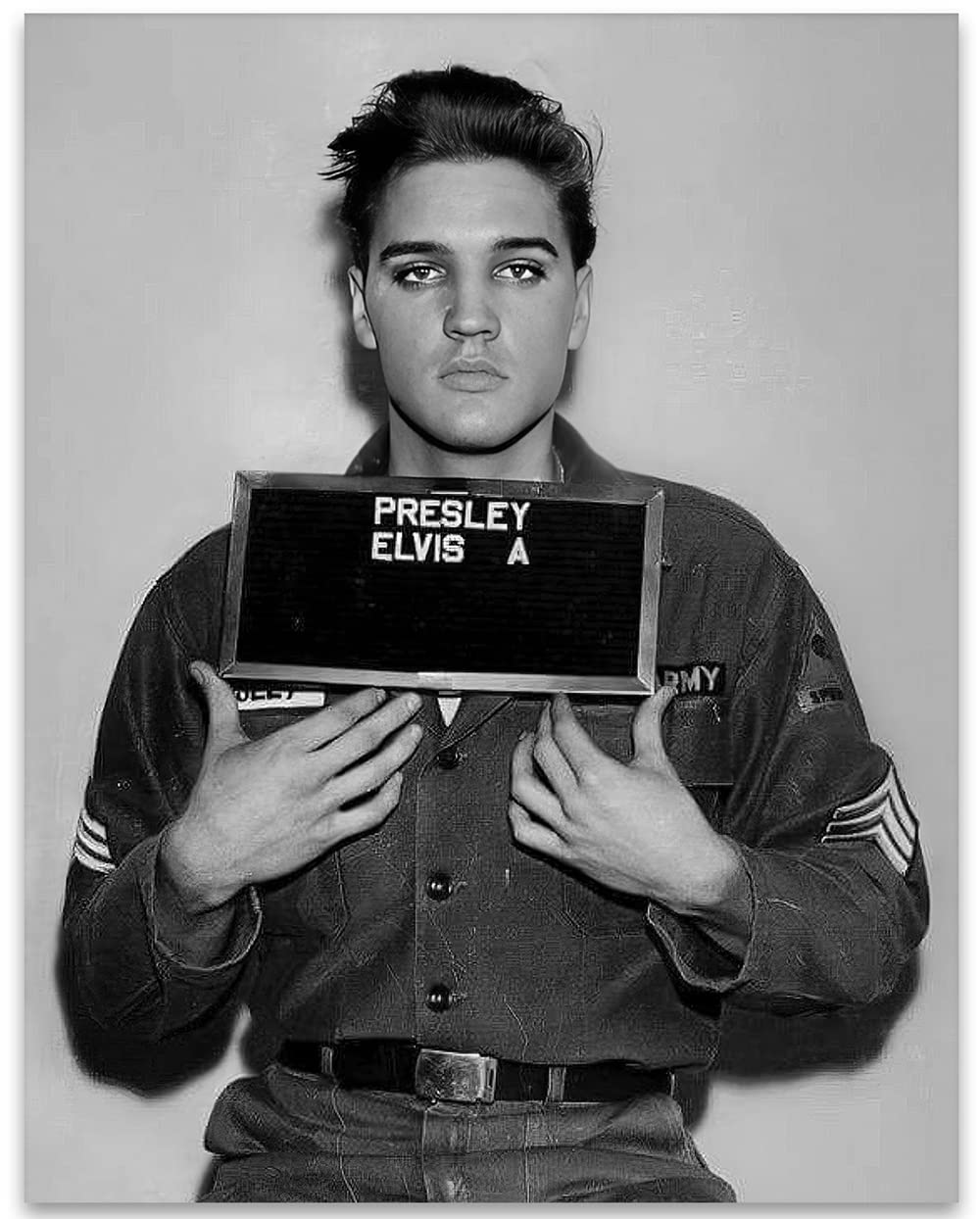 Elvis Presley Army Photo - 11x14 Inch Vintage Wall Art Print - Unframed Military Portrait for Home Decor & Gift for Elvis Fans - Perfect for Living Room, Bedroom, Man Cave & Music Lover Collections