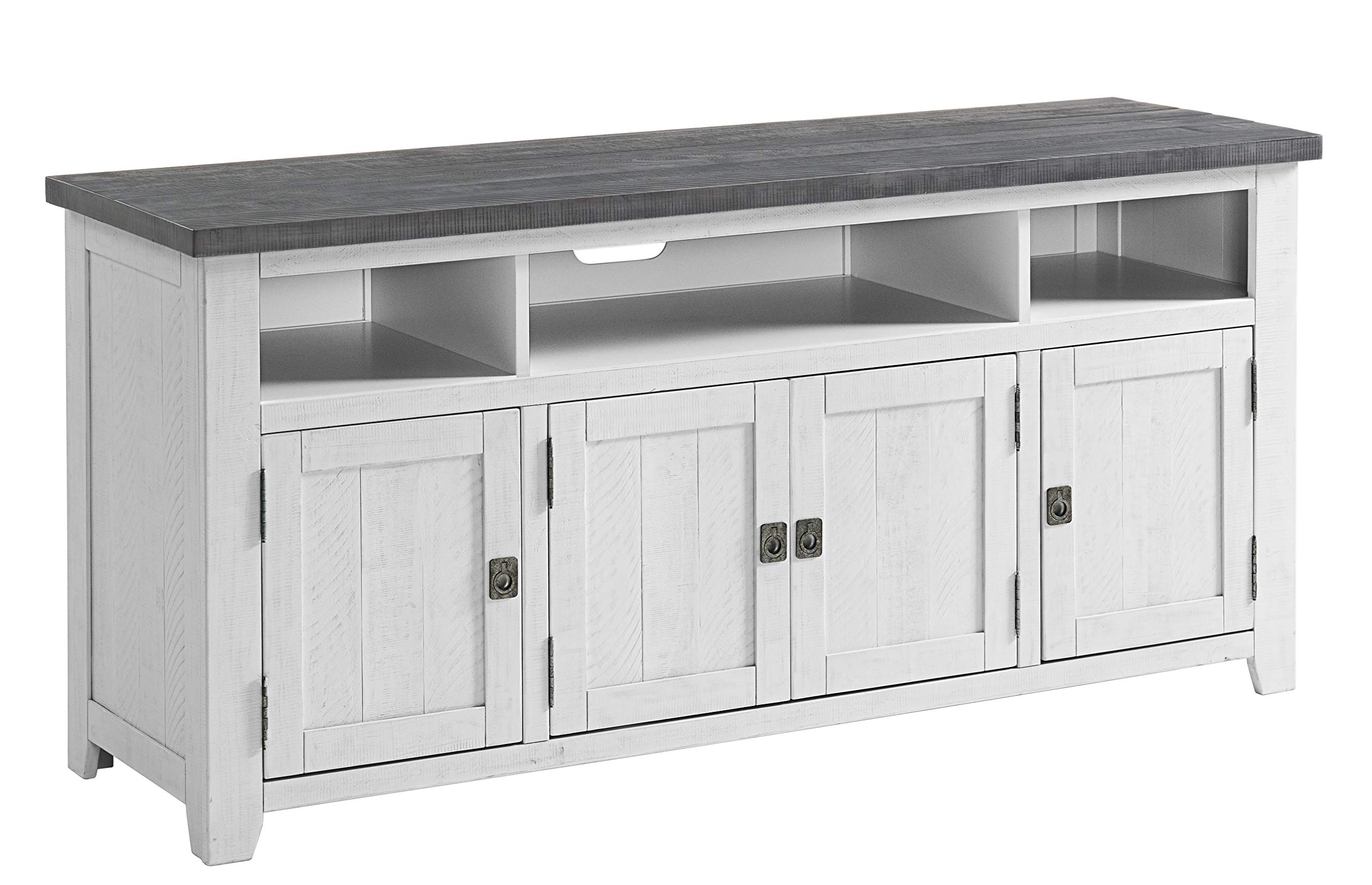 Martin Svensson Home Foundry 65 Inch TV Stand with Grey Top - Modern White Wooden Entertainment Center for Living Room, Bedroom & Home Theater