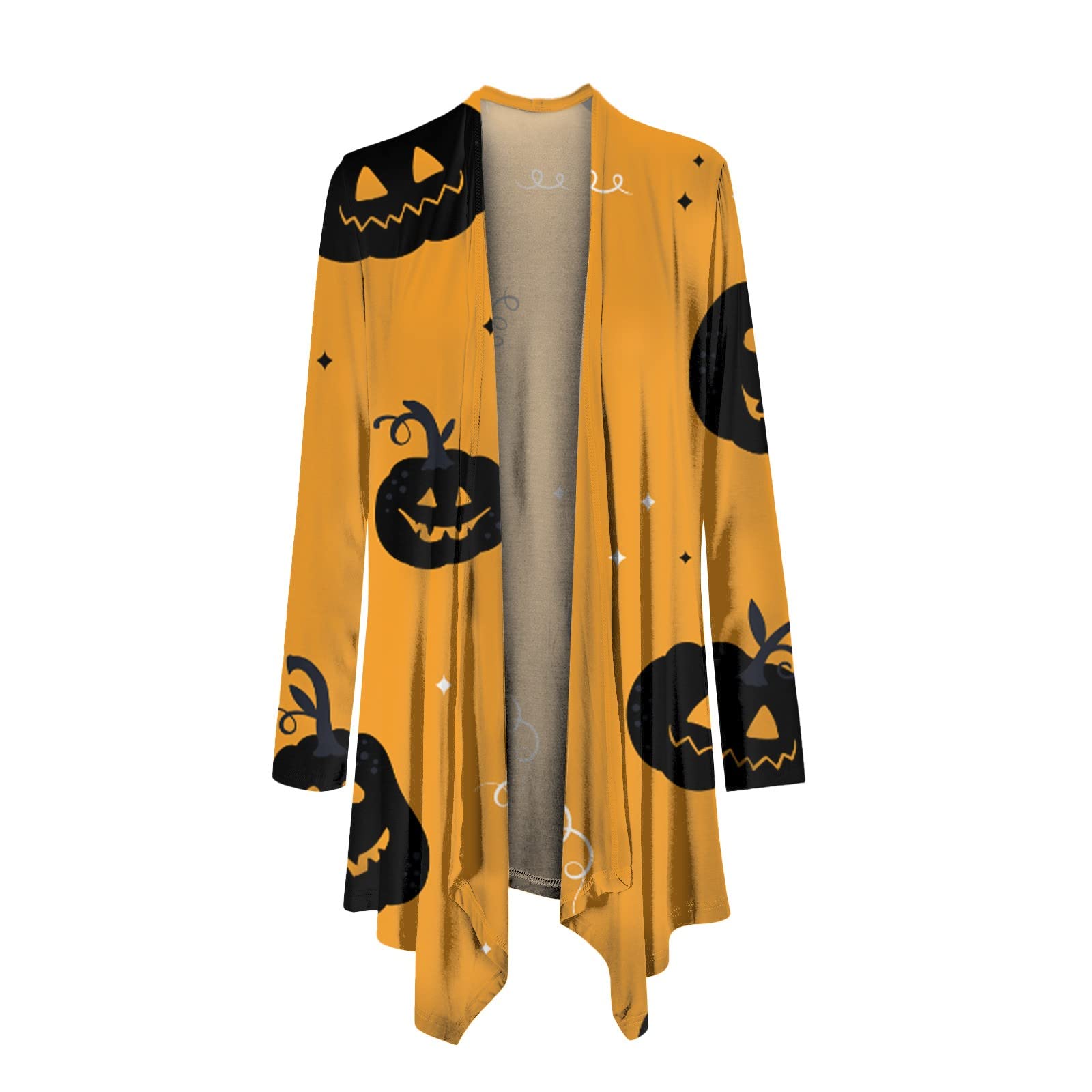 Women's Chunky Knit Cardigan with Halloween Print & Sequin Details - Cozy Long Sweater for Casual Wear, Fall Fashion, Holiday Parties & Seasonal Outfits
