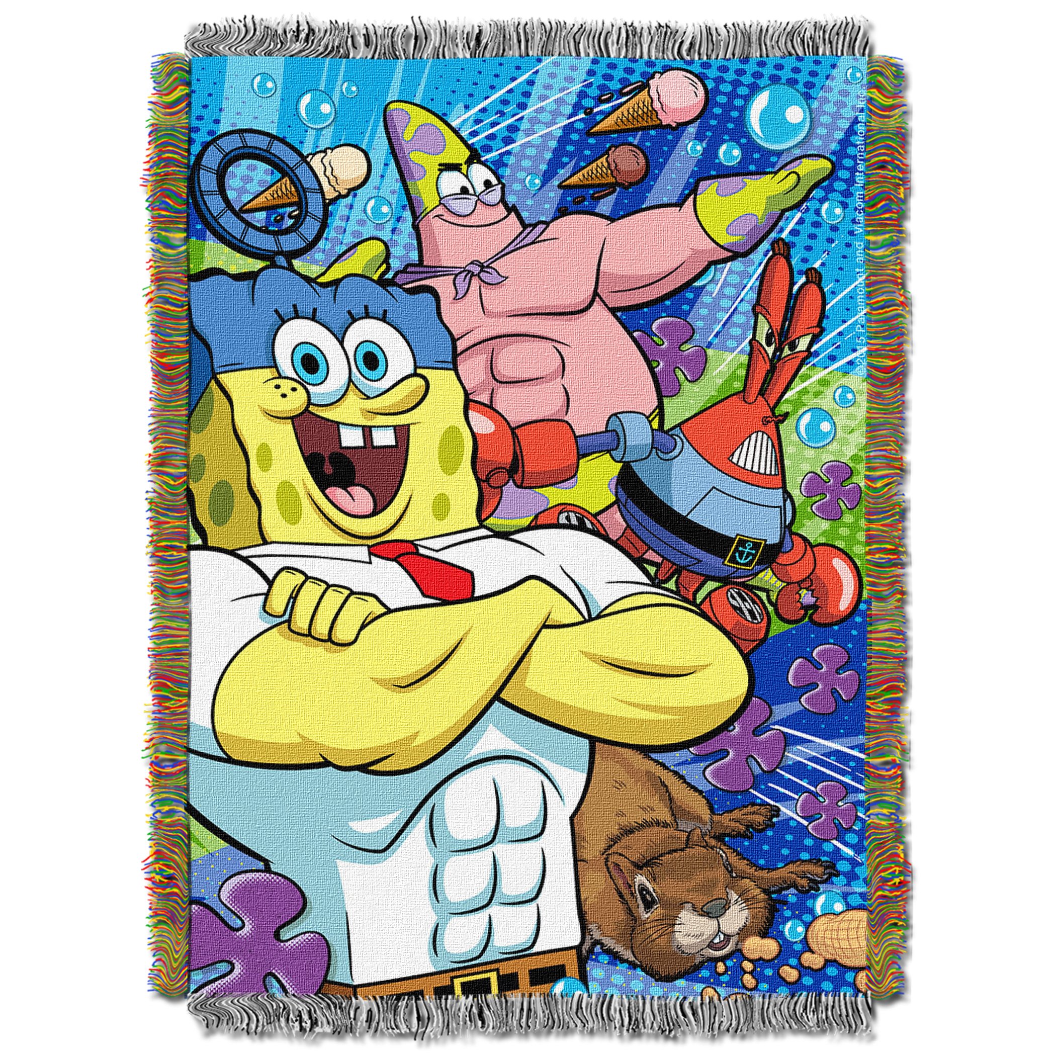 SpongeBob SquarePants Snack Attack Woven Tapestry Throw Blanket 48x60 Inches - Soft Fleece Bedding for Kids Room Decor, Couch Cover, Picnic Blanket & TV Watching