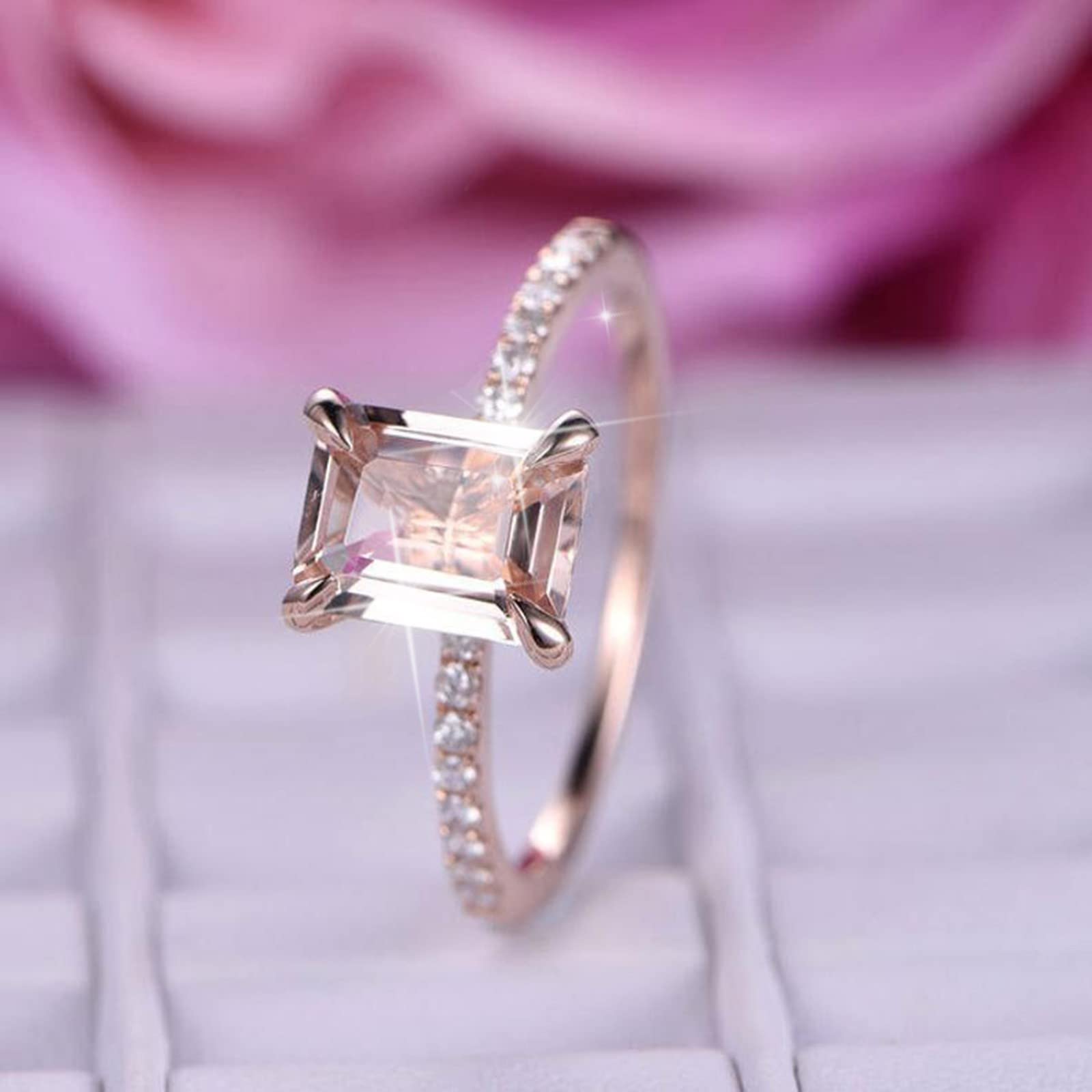Elegant Stackable Diamond Square Rings for Women - Dainty Geometry Rhinestone Band Rings Size 5-12 - Perfect Promise, Bridal, Christmas & Birthday Gifts - Ideal for Everyday Wear, Date Nights & Special Occasions