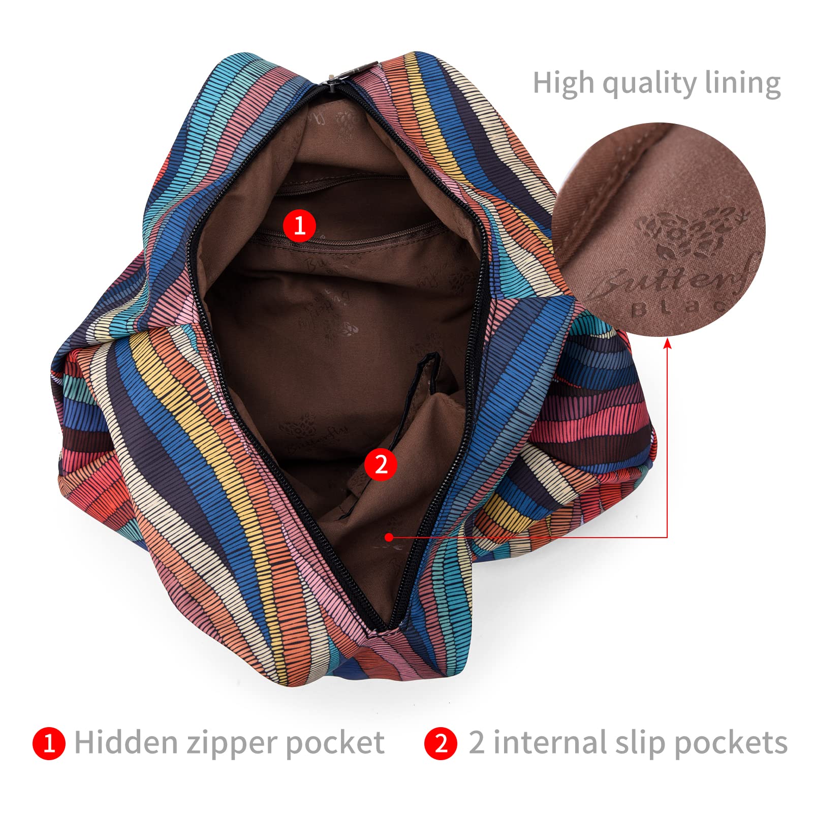 Black Butterfly Premium Bohemian Style Backpack for Women - Fashionable Casual Daypack & Small Purse (Multicolor Plus) - Perfect for Travel, Work, and Everyday Use