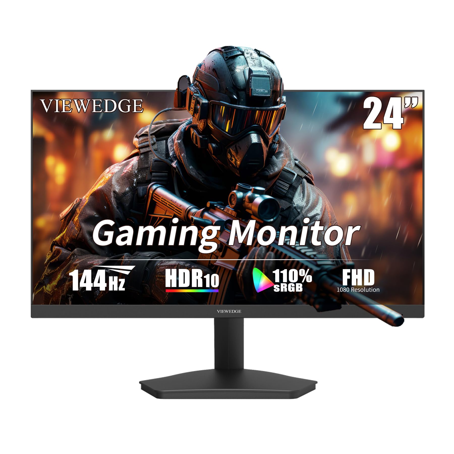 24 Inch FHD 144Hz Gaming Monitor - IPS 1ms 1080p Computer Screen with 110% sRGB, Blue Light Filter, HDMI & VGA Ports, FreeSync Support, VESA Mount - Perfect for Esports, PC Gaming & Home Office Setup