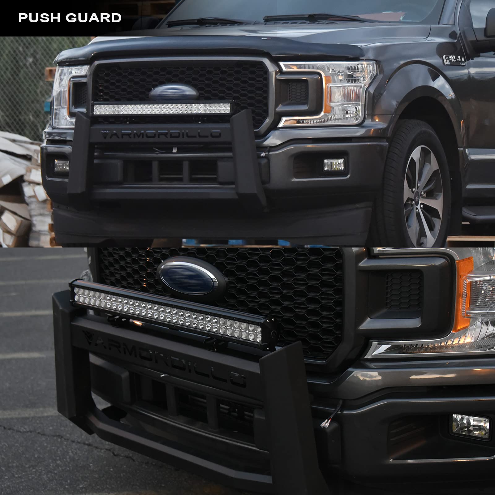 Compatible with 2015-2022 Ford F150 Steel Bumper Bull Bar Push Guard with 32