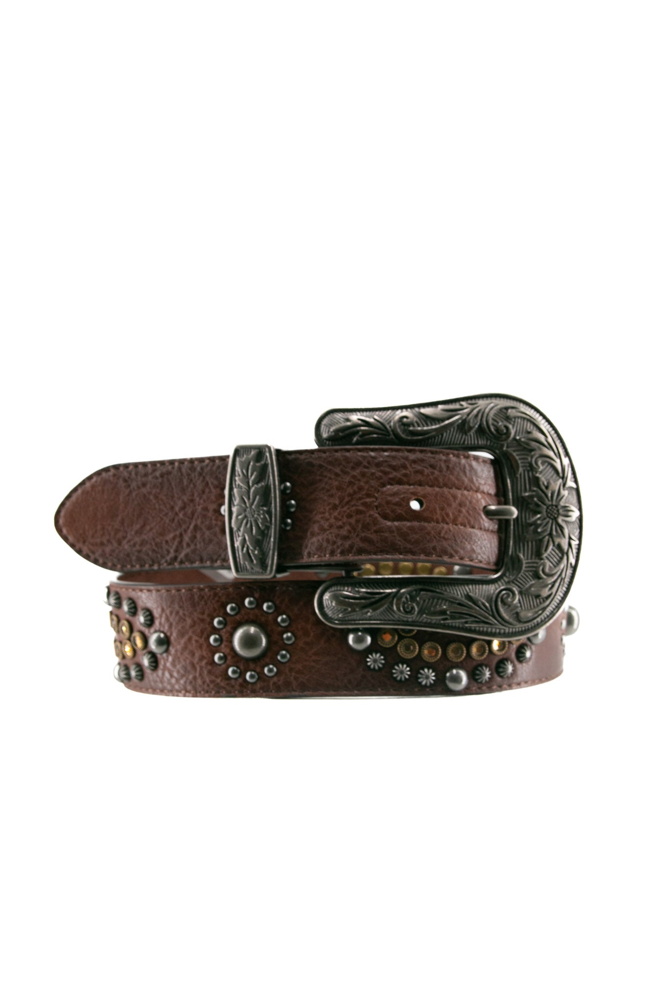 Nocona Women's Western Studded Brown Leather Cowgirl Belt - Stylish & Durable for Rodeo, Country Fashion & Everyday Wear