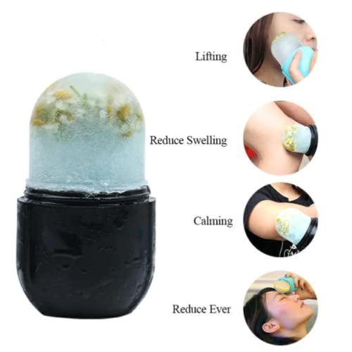 Ice Facial Roller for Face & Skin Care - Anti-Inflammatory Face Icer Roller to Reduce Acne, Fine Lines & Wrinkles - Black | Perfect for Morning Routine & Post-Workout Cooling Relief