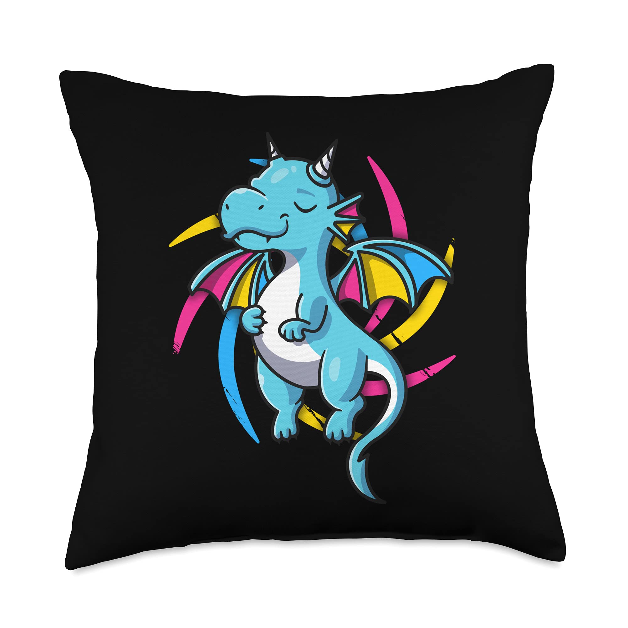 Pansexual Pride Dragon Throw Pillow - 18x18 Inch Multicolor LGBT Gift for Gamers & LGBTQ+ Supporters | Perfect for Gaming Rooms, Couches & Pride Events