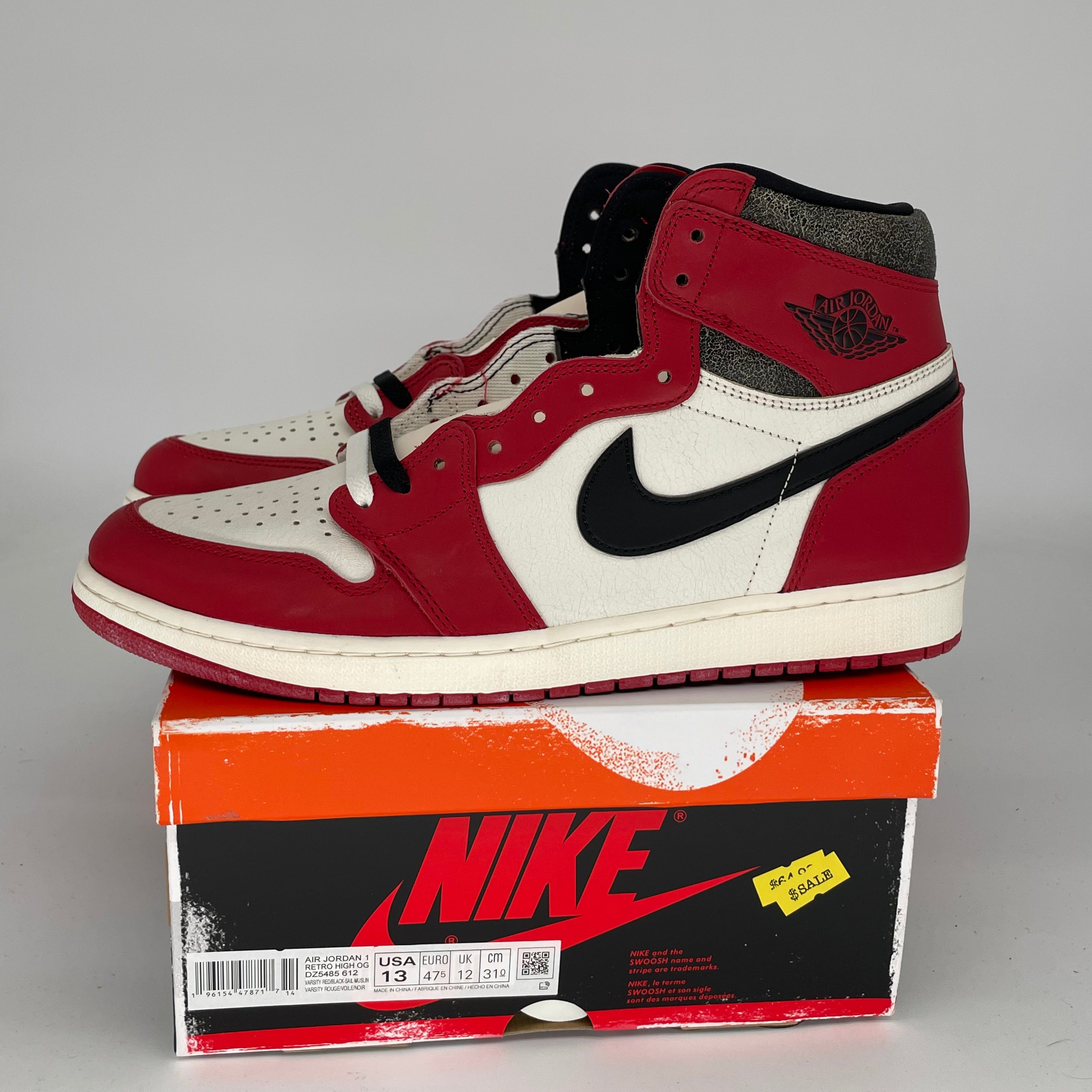 Original Air Jordan 1 Retro High OG 'Lost & Found' Basketball Shoes - Men's Size 13 (DZ5485-612) - Vintage Chicago Colorway for Sneaker Collectors & Streetwear Fashion