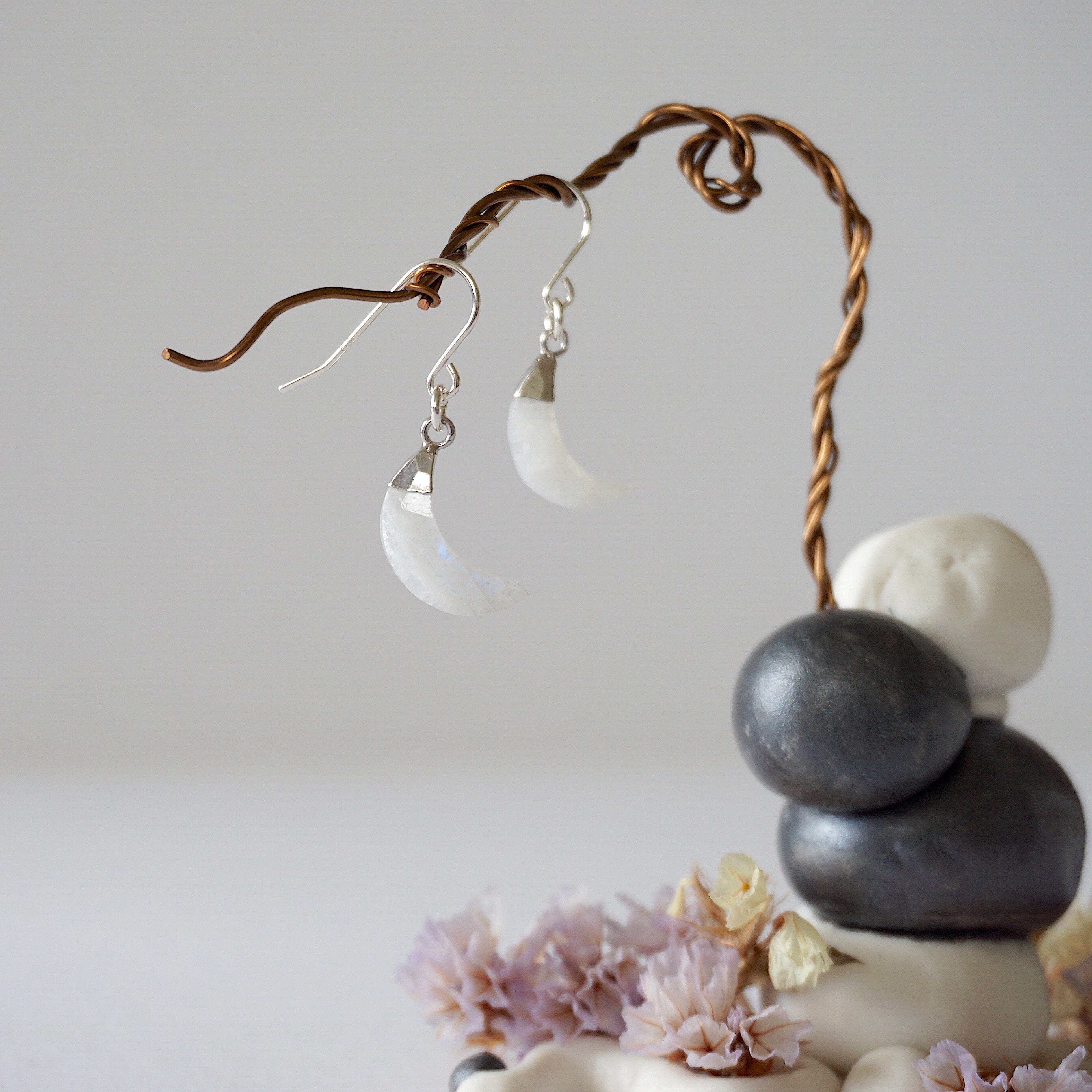 Rainbow Moonstone Drop Earrings - Sterling Silver Dangle Earrings for Women - Elegant Boho Jewelry for Parties, Weddings & Everyday Wear