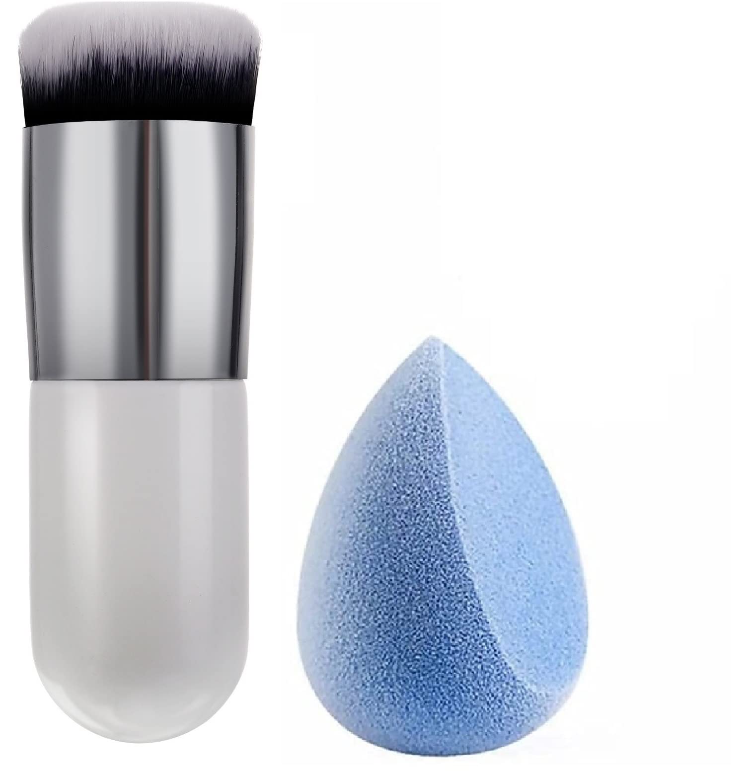 Best Synthetic Fiber Foundation Makeup Brush Set with Beauty Blender Sponge - BB Cream, Concealer & Powder Applicator - Perfect for Travel & Professional Makeup Kits