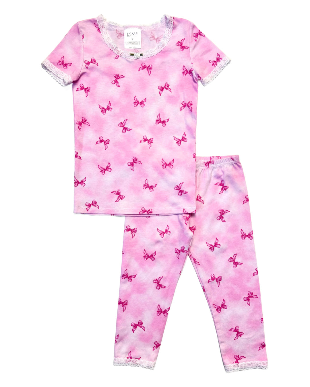 Elegant Ribbon Bow Short Sleeve Top & Cropped Legging Set - Women's Summer Fashion Outfit for Casual Wear, Yoga, and Beach Vacation