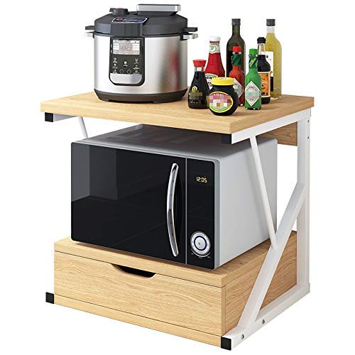 SH-CHEN 2-Tier Kitchen Baker's Rack with Cabinet - Microwave Stand, Spice Organizer & Storage Shelf for Kitchen or Dining Room - Perfect for Small Space Organization & Cooking Workstation