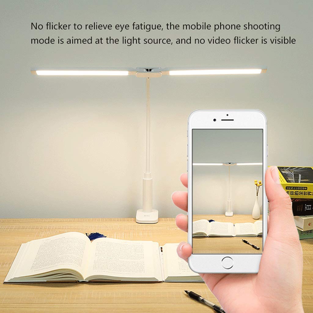 **LED Eye Protection Desk Lamp - Dimmable Clip-On Table Lamp with Dual Light Source for Office, Study & Reading | Nightstand Lighting for Bedroom & Workspace**