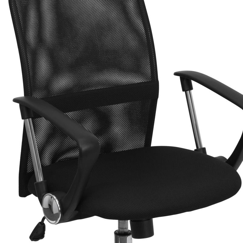 Ergonomic FLASH Jenkins Mid Back Mesh Office Chair with Lumbar Support & Adjustable Arms - Black Swivel Task Chair for Home Office, Gaming & Workspace Comfort