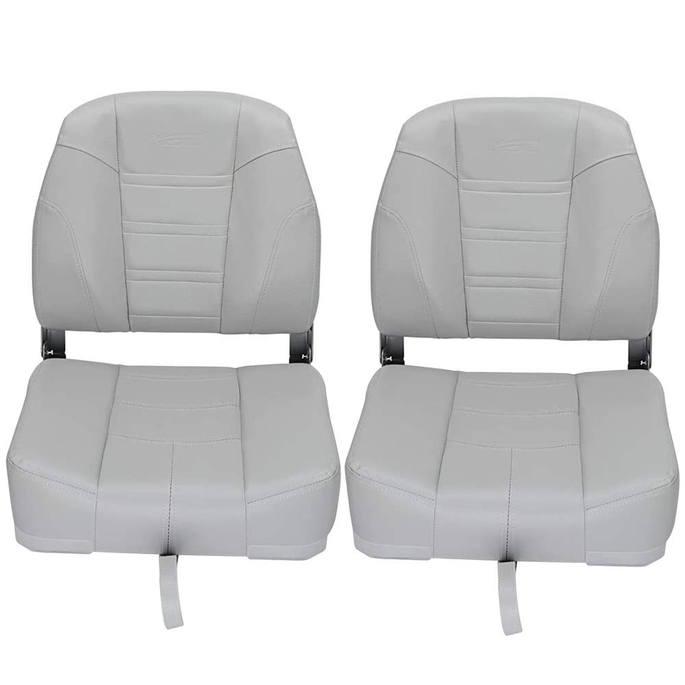 **MSC Fishing Folding Boat Seats - Portable & Comfortable, Pair Pack (S104 Gray/Gray) - Ideal for Boating, Kayaking & Outdoor Fishing Trips**