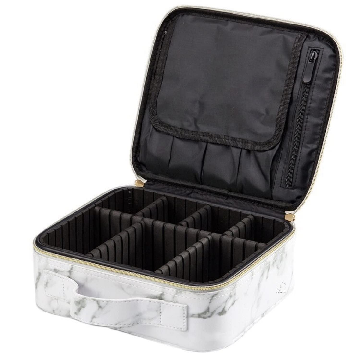 Professional Makeup Organizer Case with Adjustable Dividers & Brush Slots - Portable Cosmetic Storage Bag for Artists & Travel - Perfect for Women's Beauty Essentials & On-the-Go Makeup Application