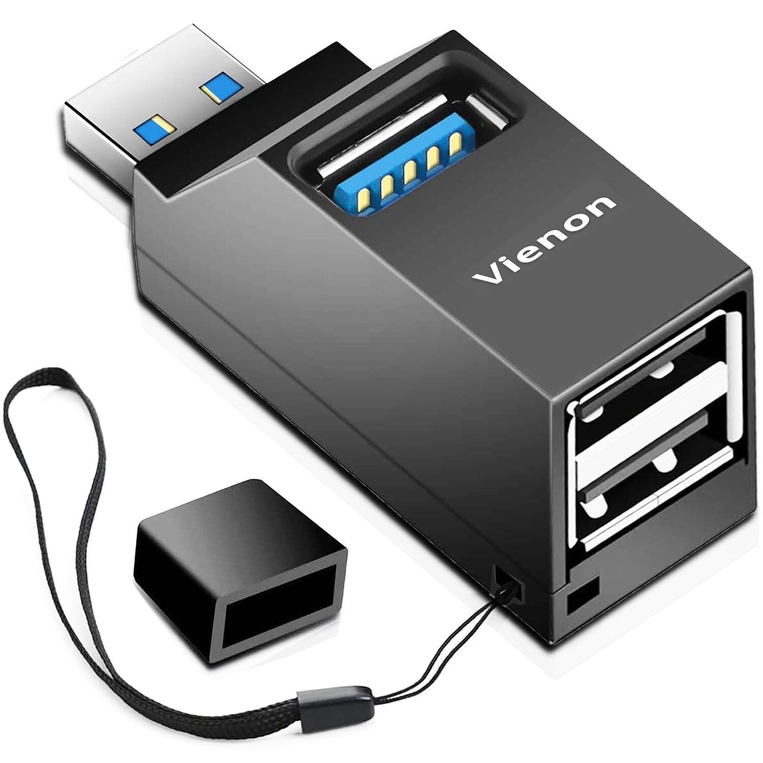 VIENON 3-Port USB 3.0 Hub - High Speed Portable USB Splitter for Laptop, MacBook, iMac, PC - Perfect for Home Office, Travel & Car Charging Station