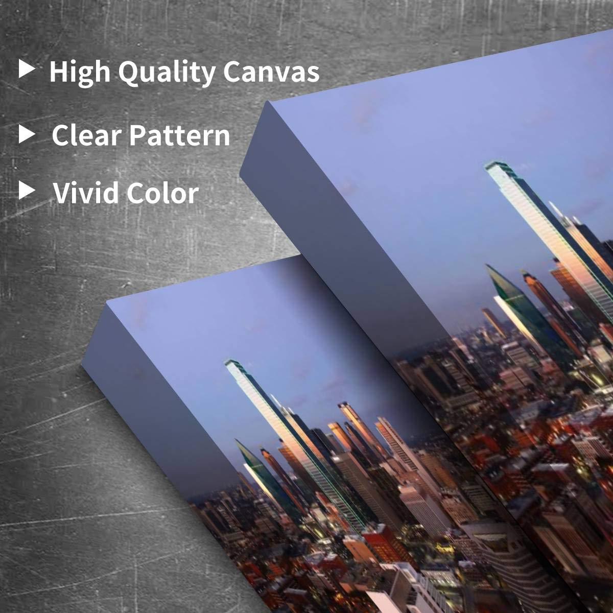 Dallas Skyline Canvas Wall Art - 3 Panels for Living Room & Bedroom Decor