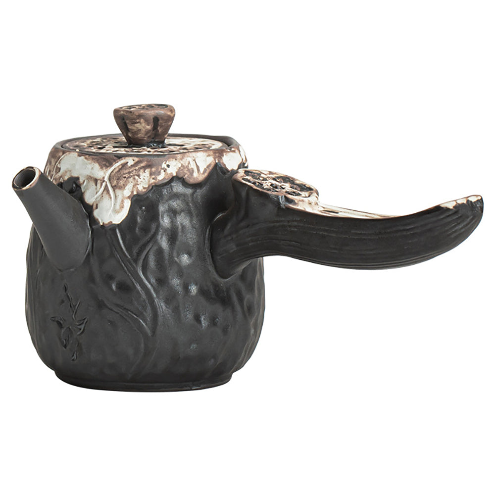 Wabi Sabi Lotus Side Handle Pot - Japanese Ceramic Tea Pot for Matcha & Loose Leaf Tea | Perfect for Tea Ceremonies, Home Decor & Gifting