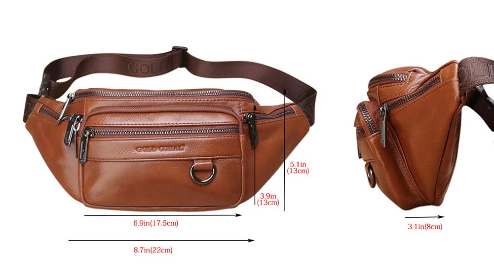 Genuine Leather Fanny Pack for Men - Sport, Travel & Hiking Waist Bag