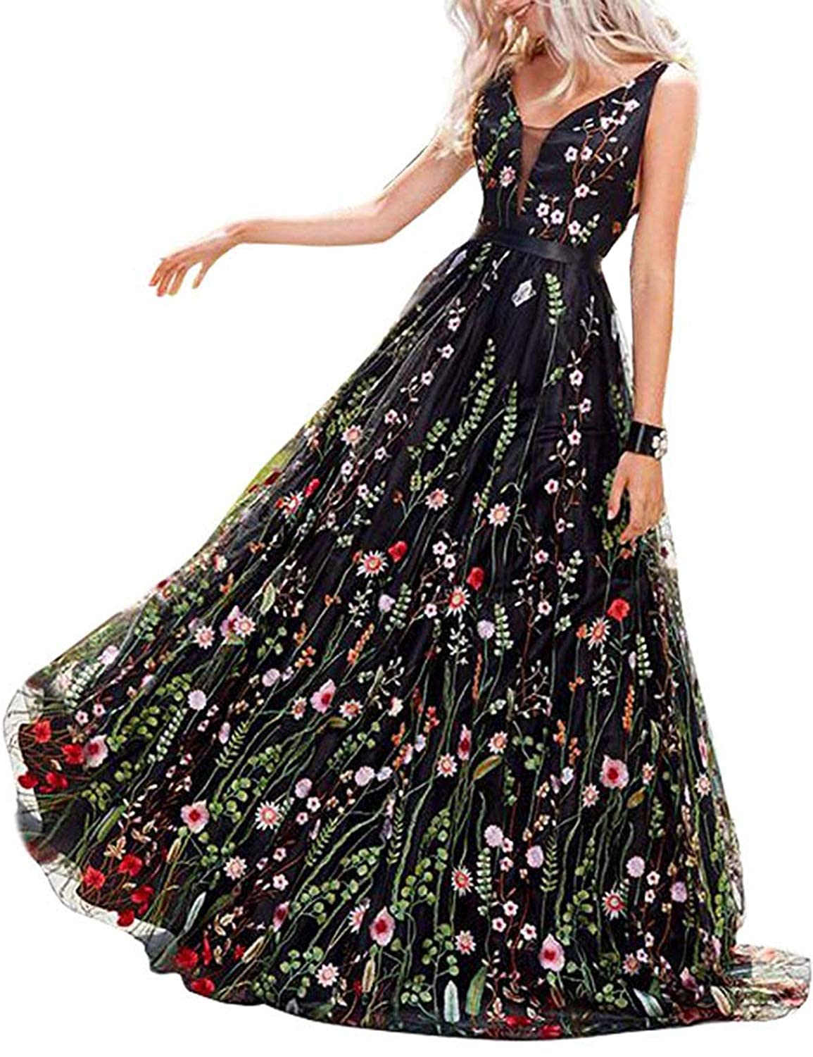 Elegant Women's Embroidered Prom Dress Formal Evening Gown V241 - Perfect for Homecoming, Wedding, and Special Occasions