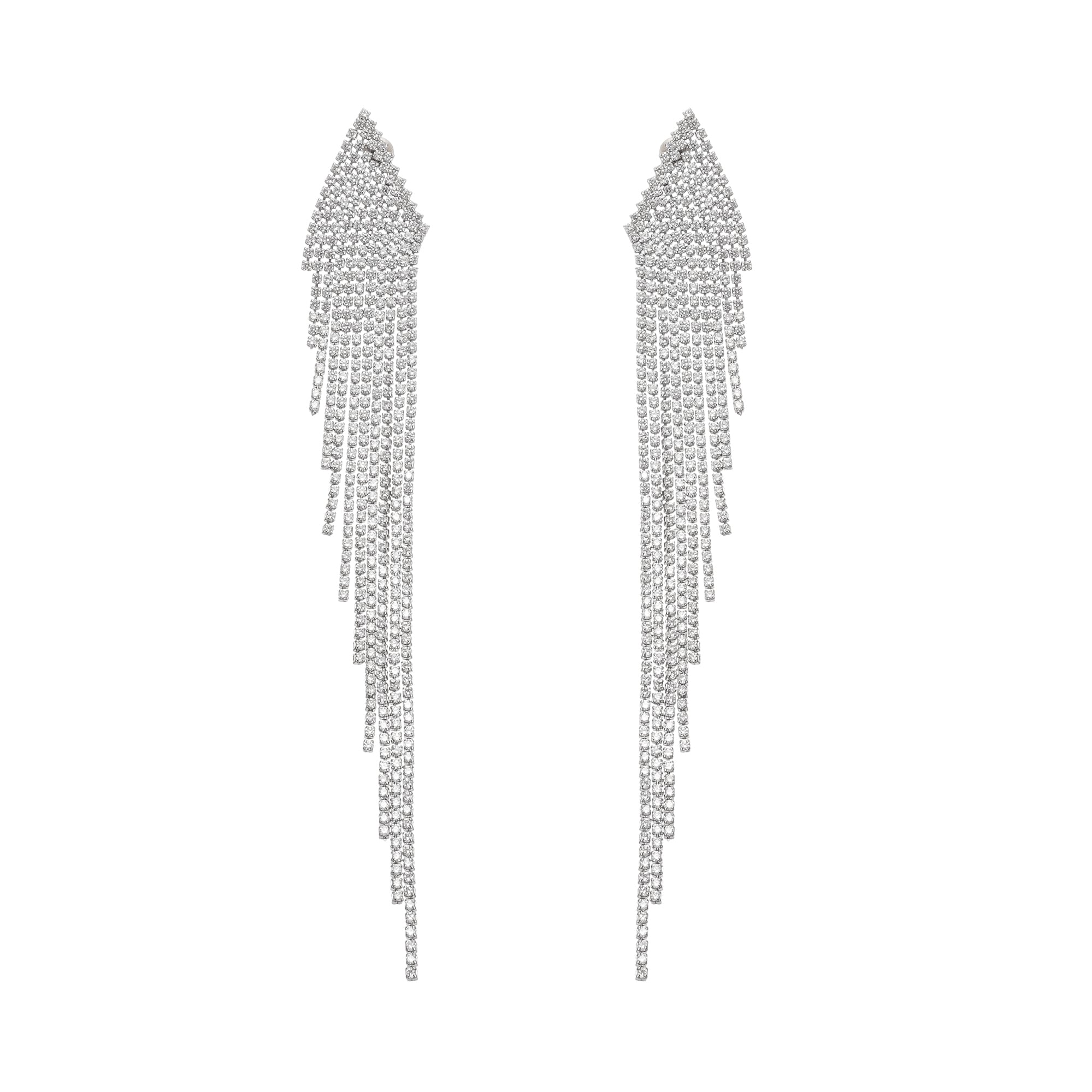 Amaris Silver Tassel Earrings for Women - Elegant Dangle Drop Jewelry Gift - Perfect for Parties, Weddings & Special Occasions