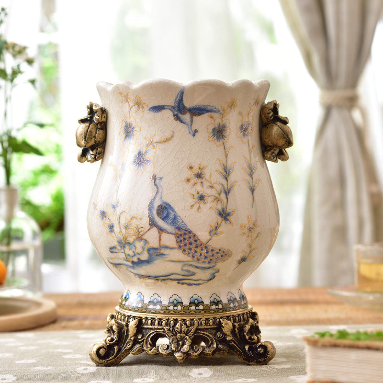 Hand Painted Ceramic Vases - Retro Floral Design Home Decor for Living Room, Bedroom & Dining Table - Perfect for Flower Arrangements and Centerpieces